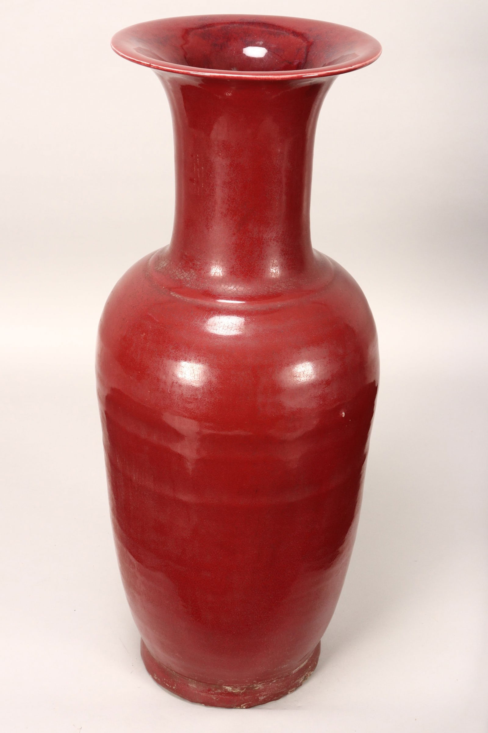 Large Chinese Qing Dynasty Sang de Boeuf Vase, (1 of 2)