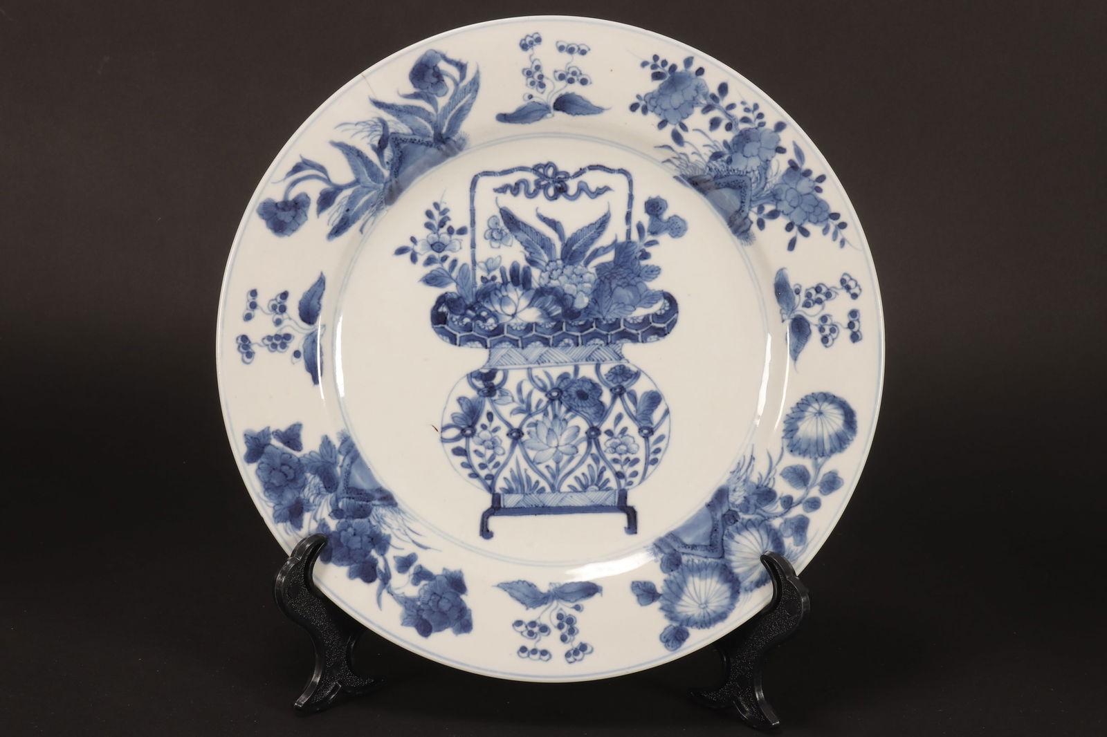 Chinese Qing Dynasty Blue & White Porcelain Plate, (1 of 3)
