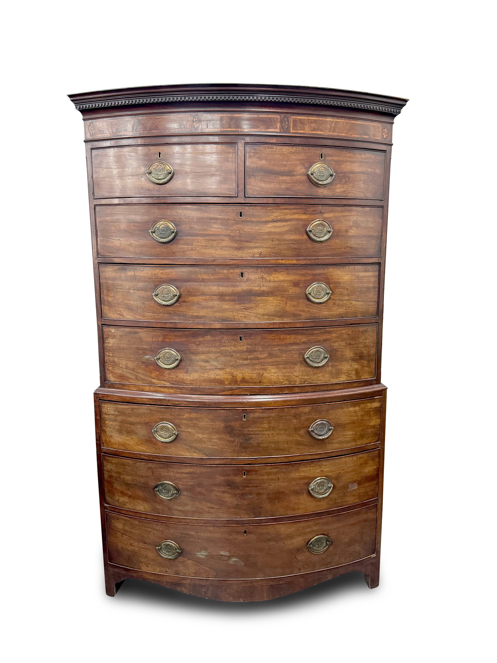Magnificent George III Mahogany Bow Front Chest on Chest, (1 of 4)