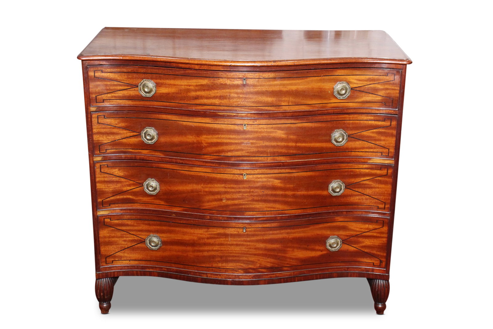 George III Mahogany Serpentine Chest of Drawers, (1 of 3)
