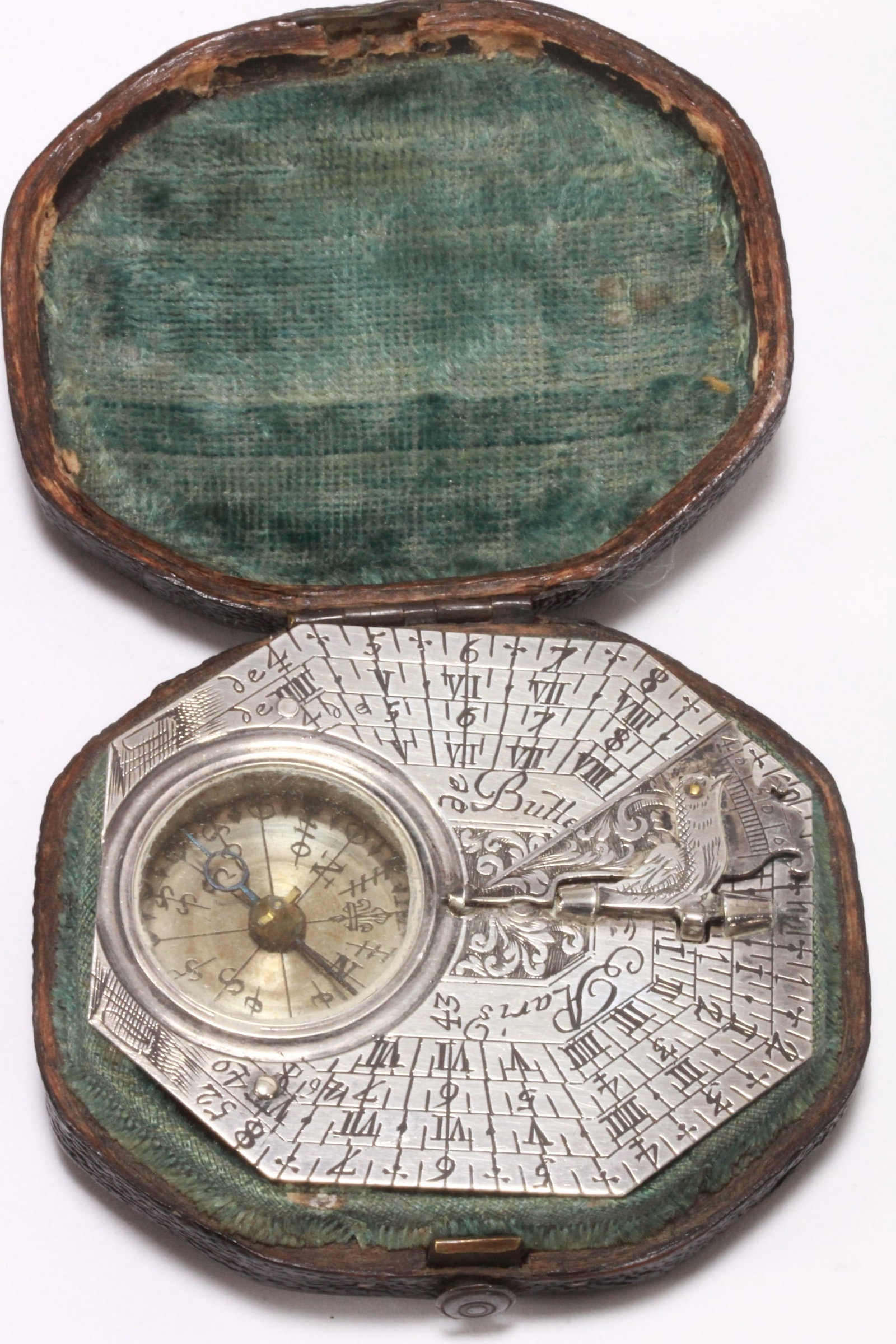 Rare 18th Century French Silver Horizontal Pocket Sundial, (1 of 5)