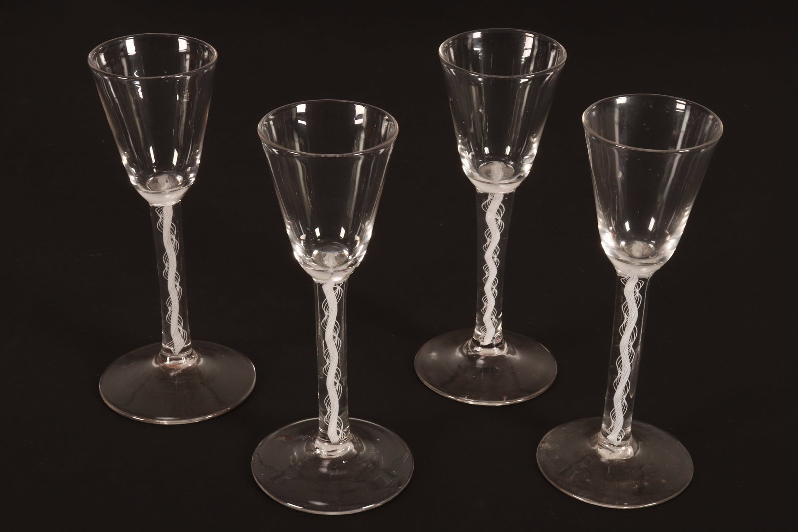Four Matched British Opaque Twist Wine Glasses, (1 of 3)
