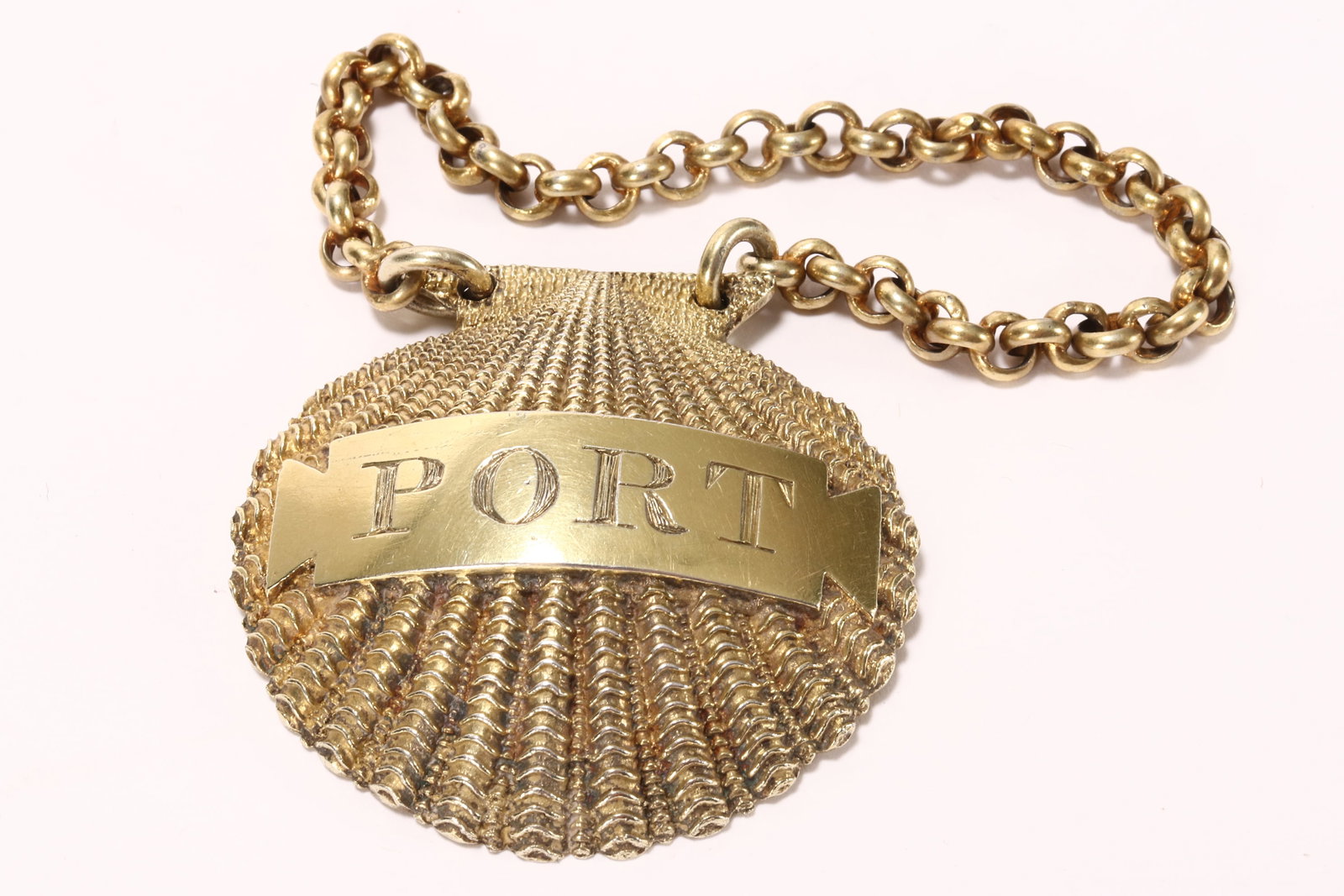 Good George III Cast Gilt Sterling Silver 'Port' Decanter Label, (1 of 3)