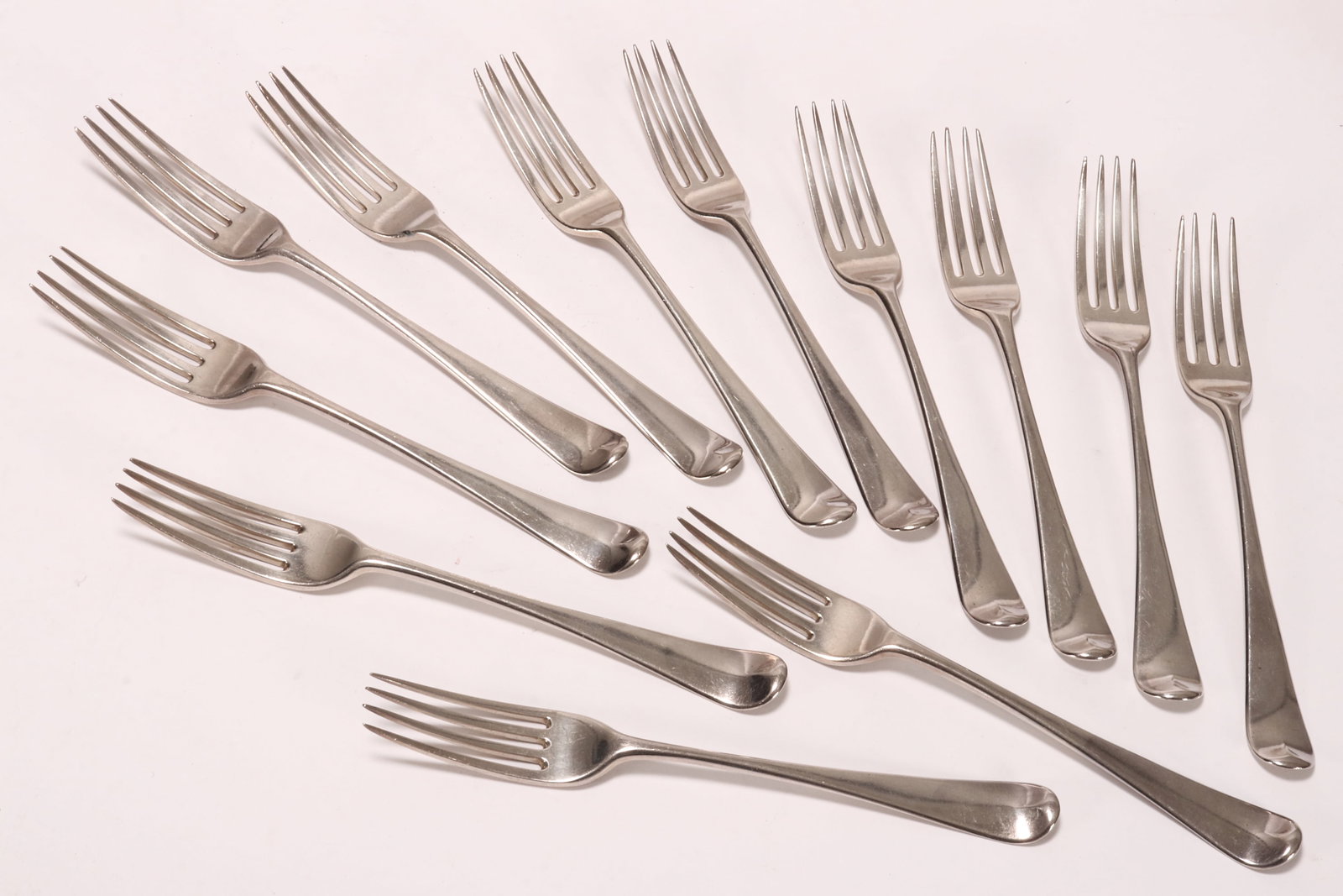 Set of Twelve George III Sterling Silver Main Forks, (1 of 4)
