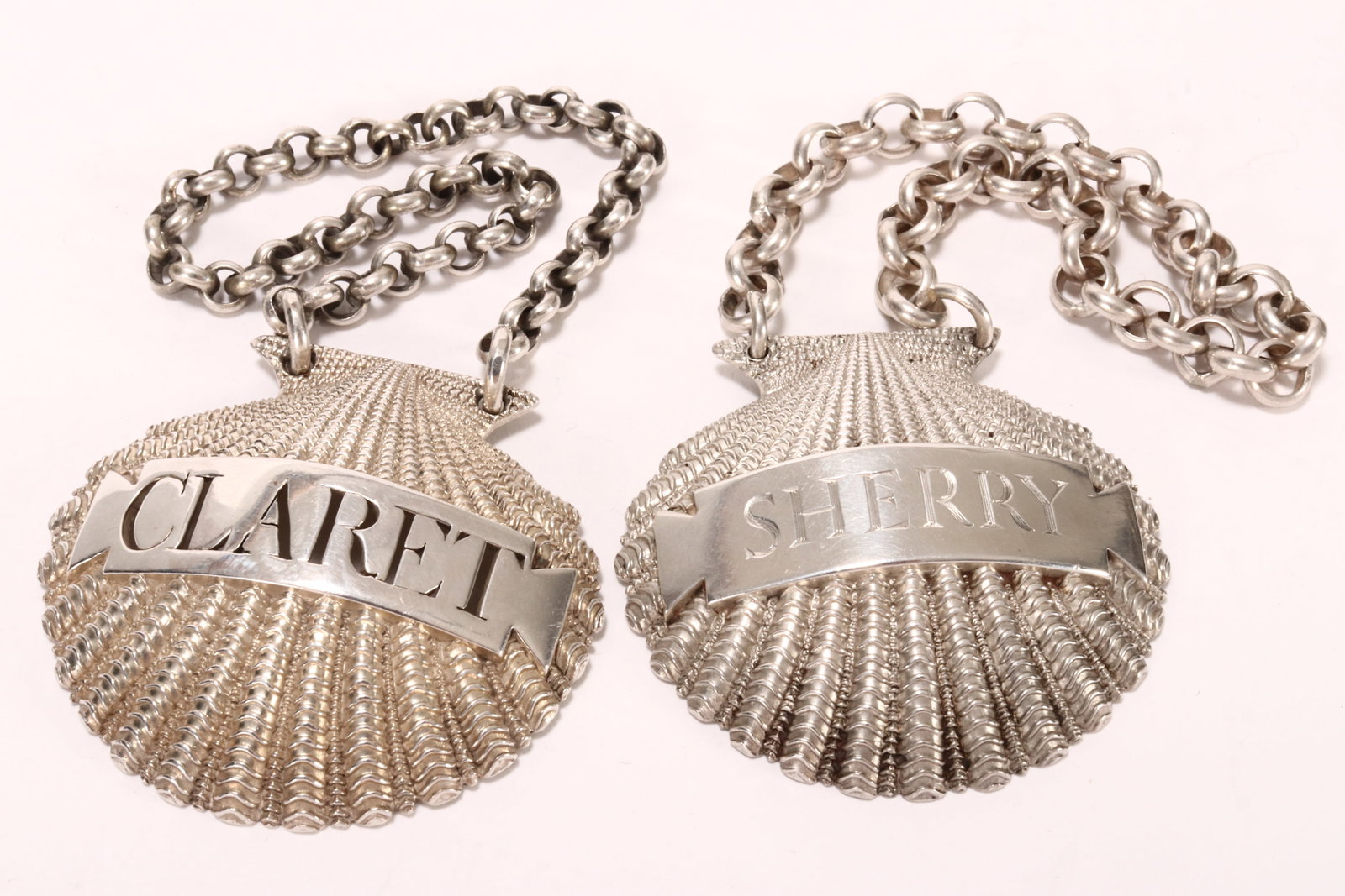 Stunning Pair of George III Cast Sterling Silver Decanter Labels, (1 of 2)