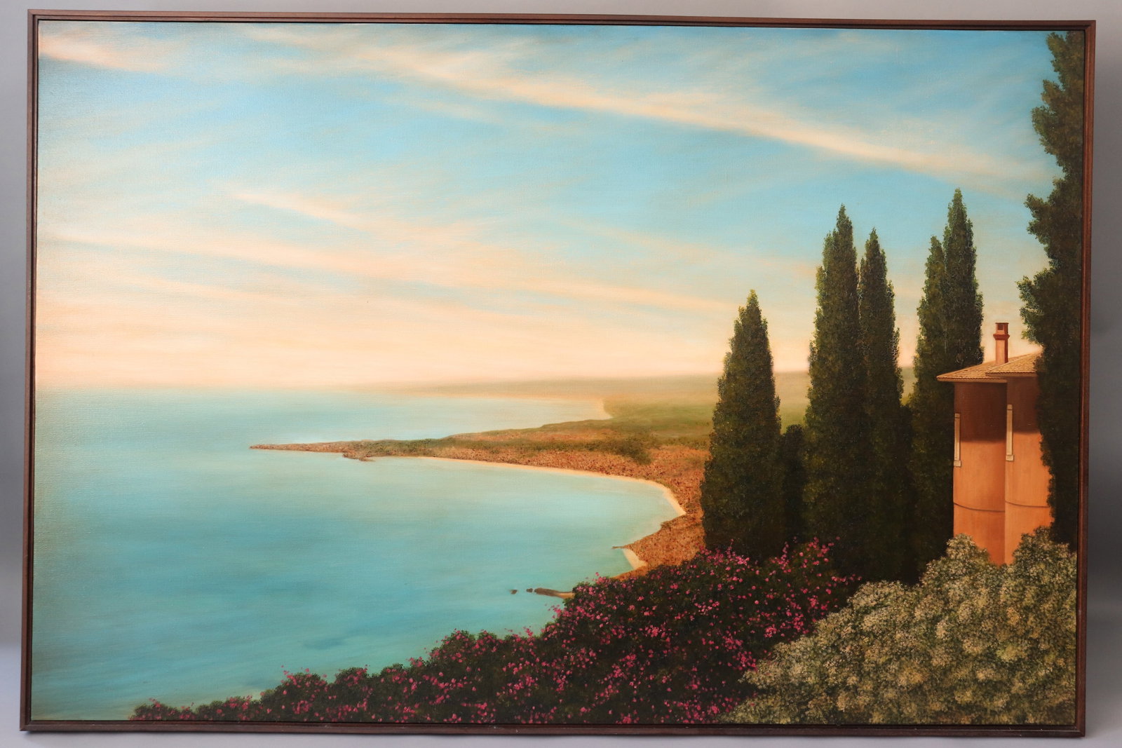 Jason Benjamin (1971-2021),: We're Grateful (Taormino, Sicily) oil on linen signed, dated and titled verso 122.5cm x 183cm