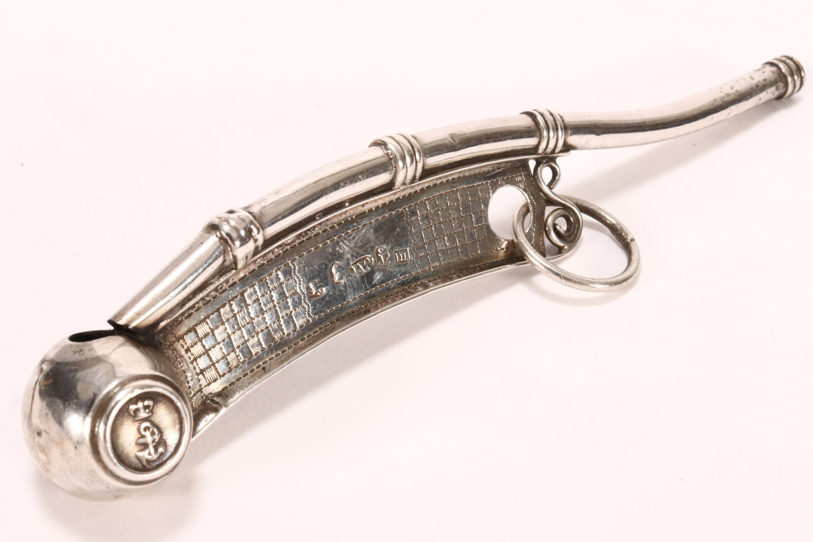 Rare Large George III Sterling Silver Bosun's Whistle, (1 of 3)