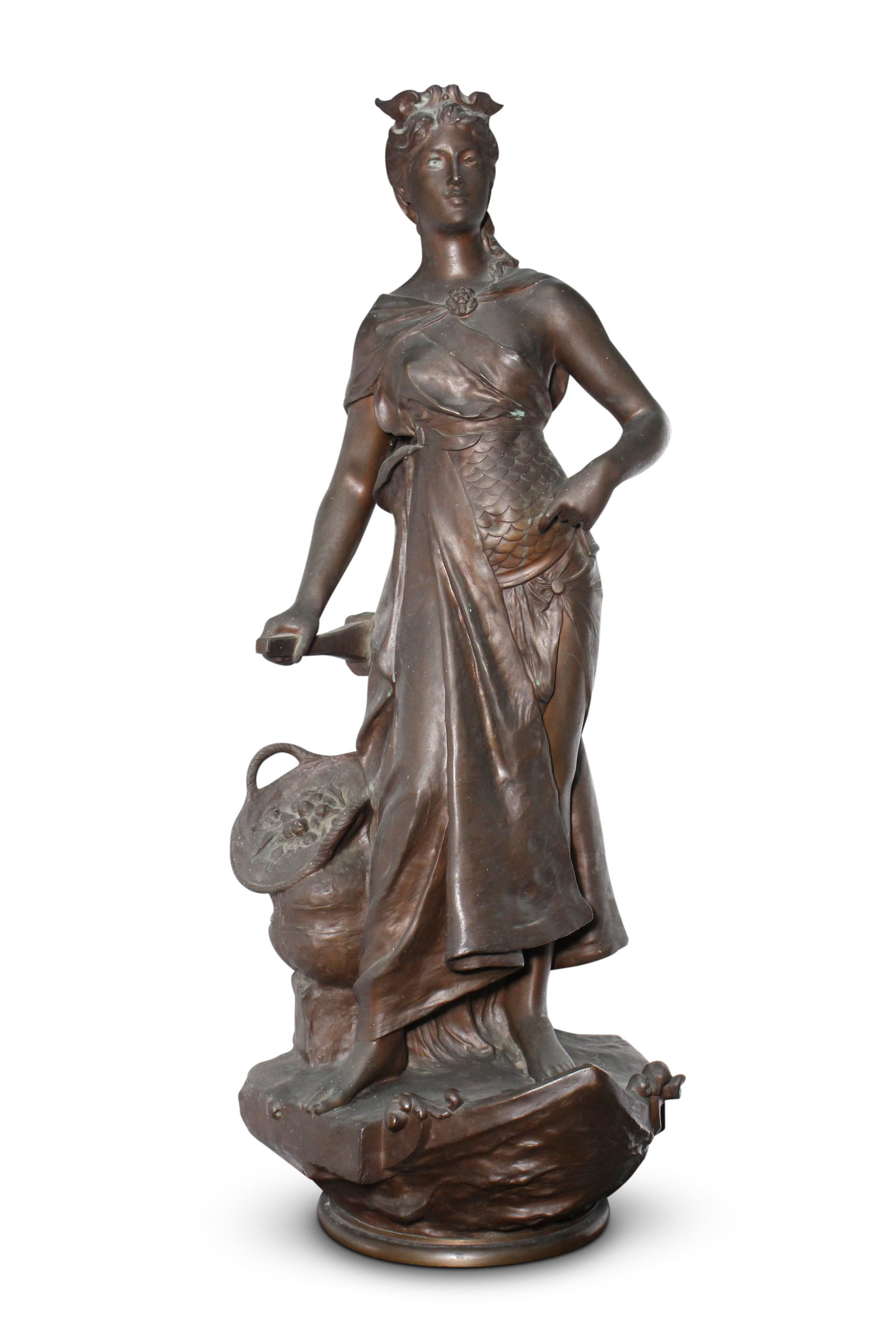 Henri Louis LeVasseur (French, 1853-1934),: Untitled (Goddess Nike) bronze signed H LaVasseur to right of base height 83cm