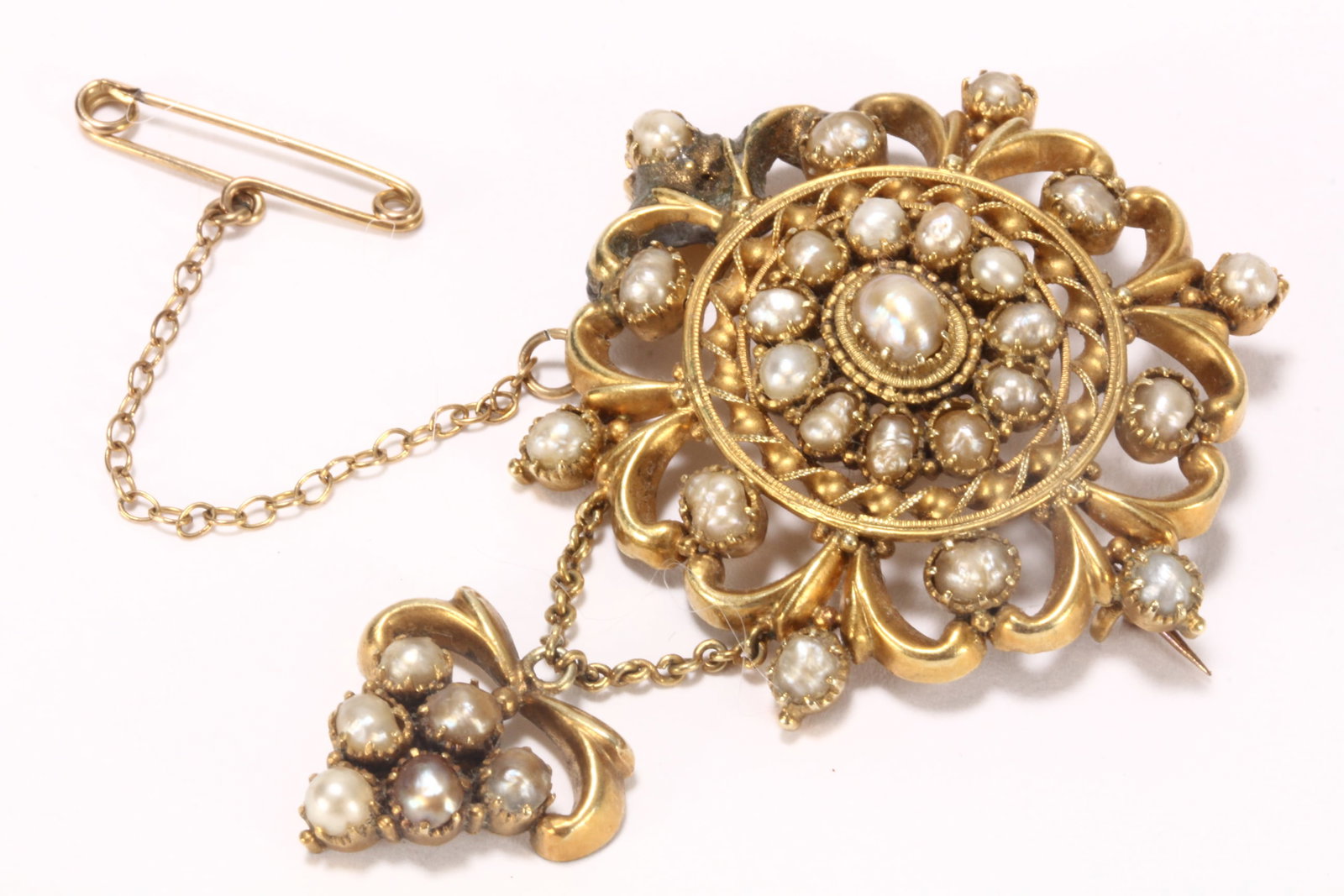 Lovely Victorian Gold and Seed Pearl Brooch, (1 of 1)