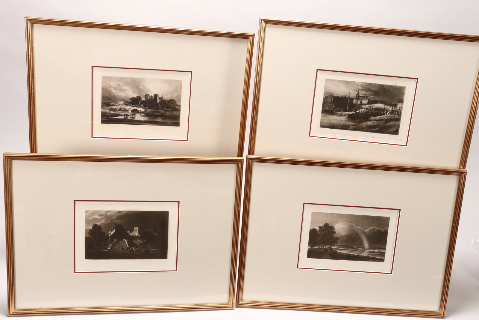 Framed Set of Twelve Engraved Mezzotints,: from the drawings of Thomas Girtin and Portrait of Girtin by S.W Reynolds after Opie, published by Neill & Sons, Haddington (13)
