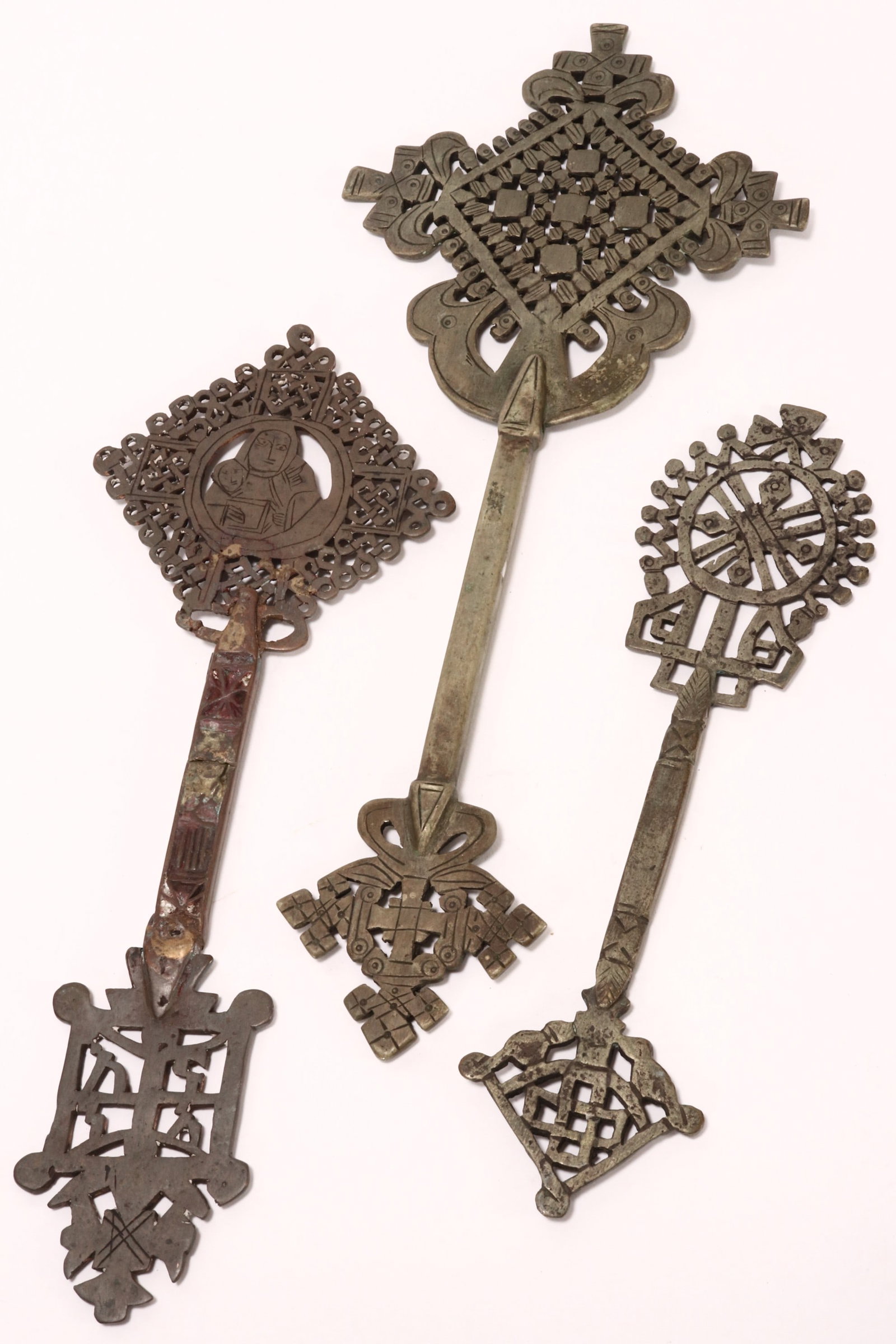 Three Ethiopian Hand Held Processional Crosses, (1 of 1)