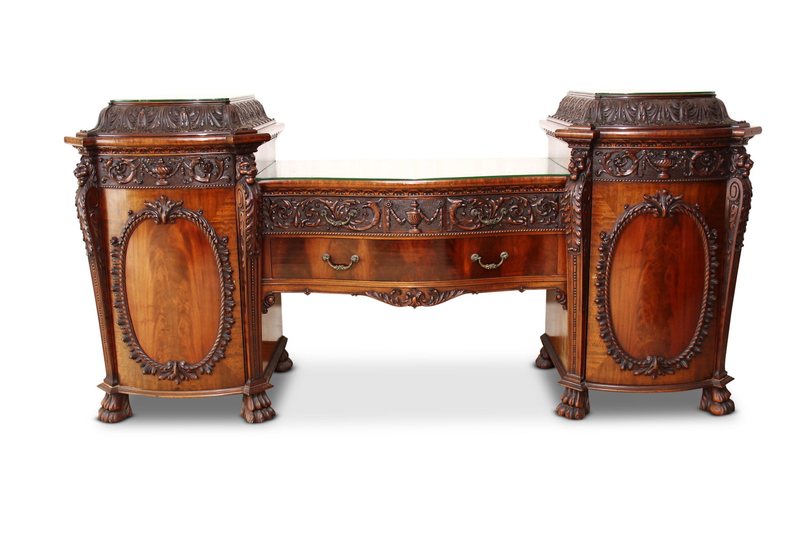 Highly Ornate Victorian Twin Pedestal Sideboard, (1 of 4)