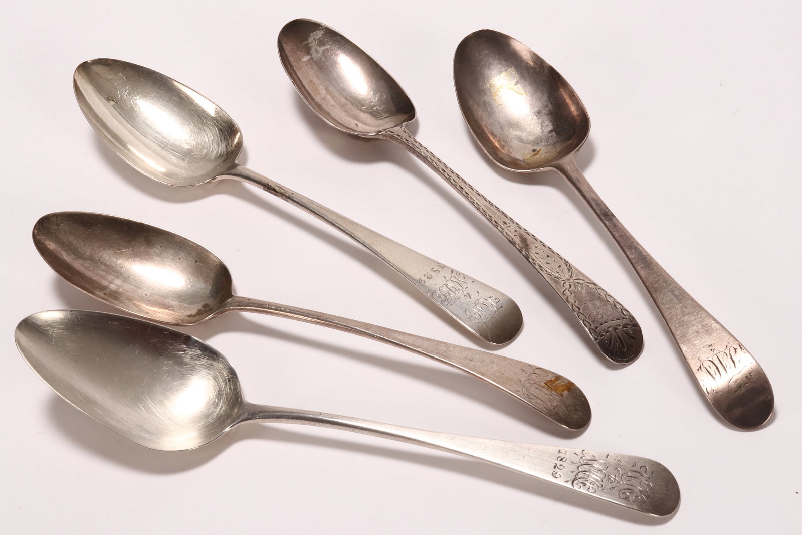 Four George III Sterling Silver Table Spoons, (1 of 3)