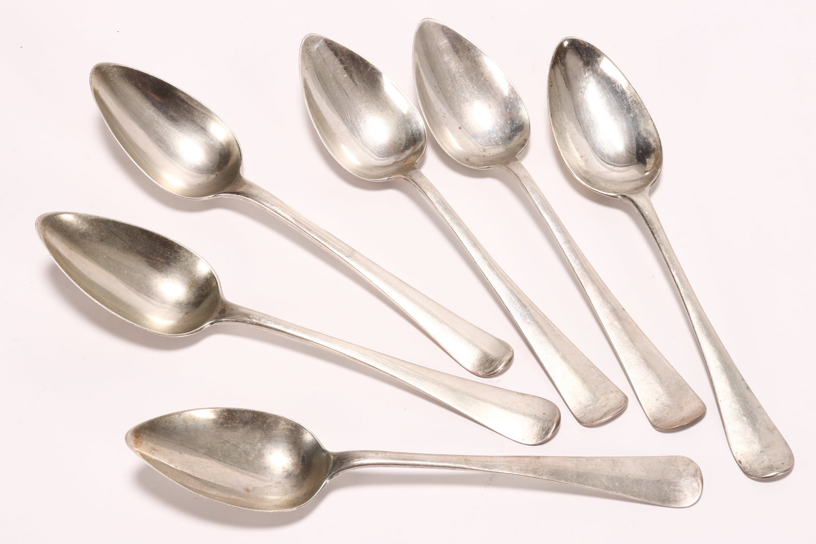 Six Dutch Silver Table Spoons,: marked .833, including four 19th century examples, total weight 331g, length 21cm (6)