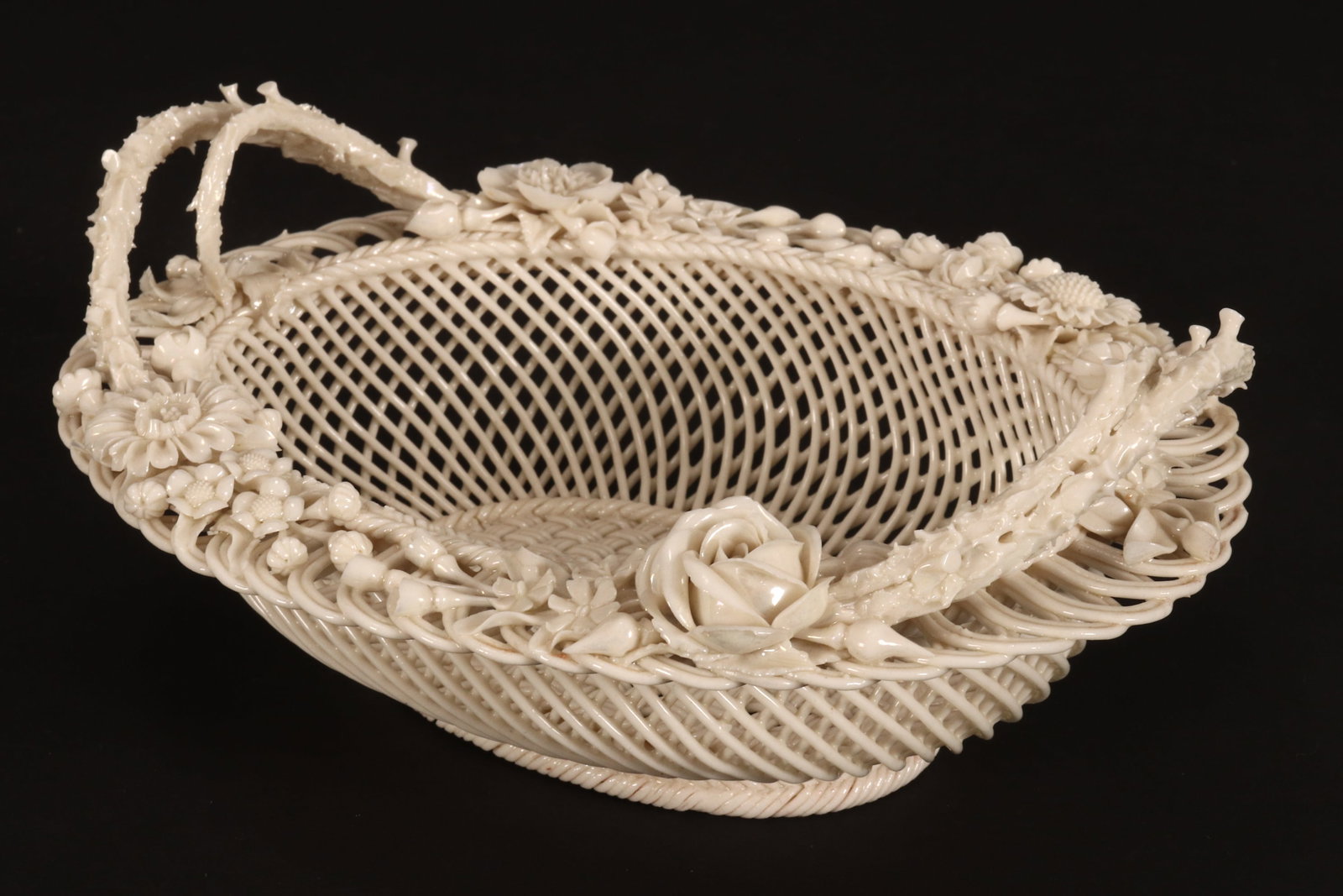 Belleek Twin Handled Porcelain Basket, (1 of 3)
