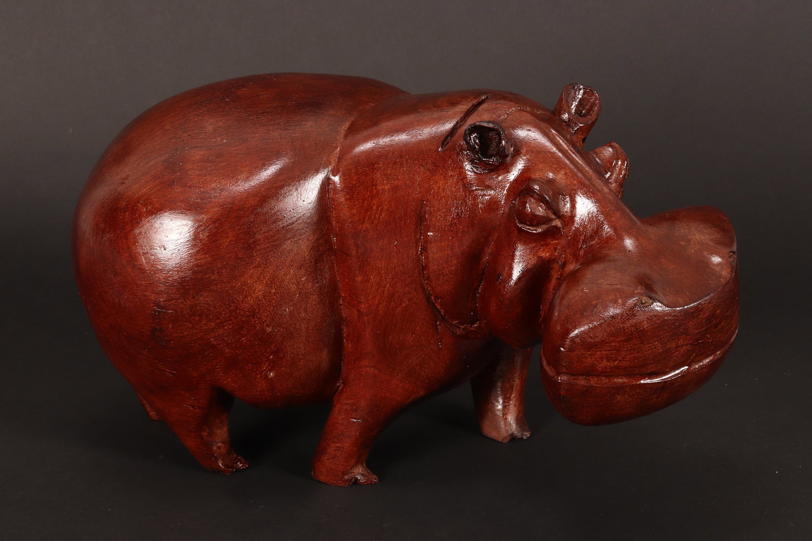 Large Carved Wooden Figure of a Hippo, (1 of 5)