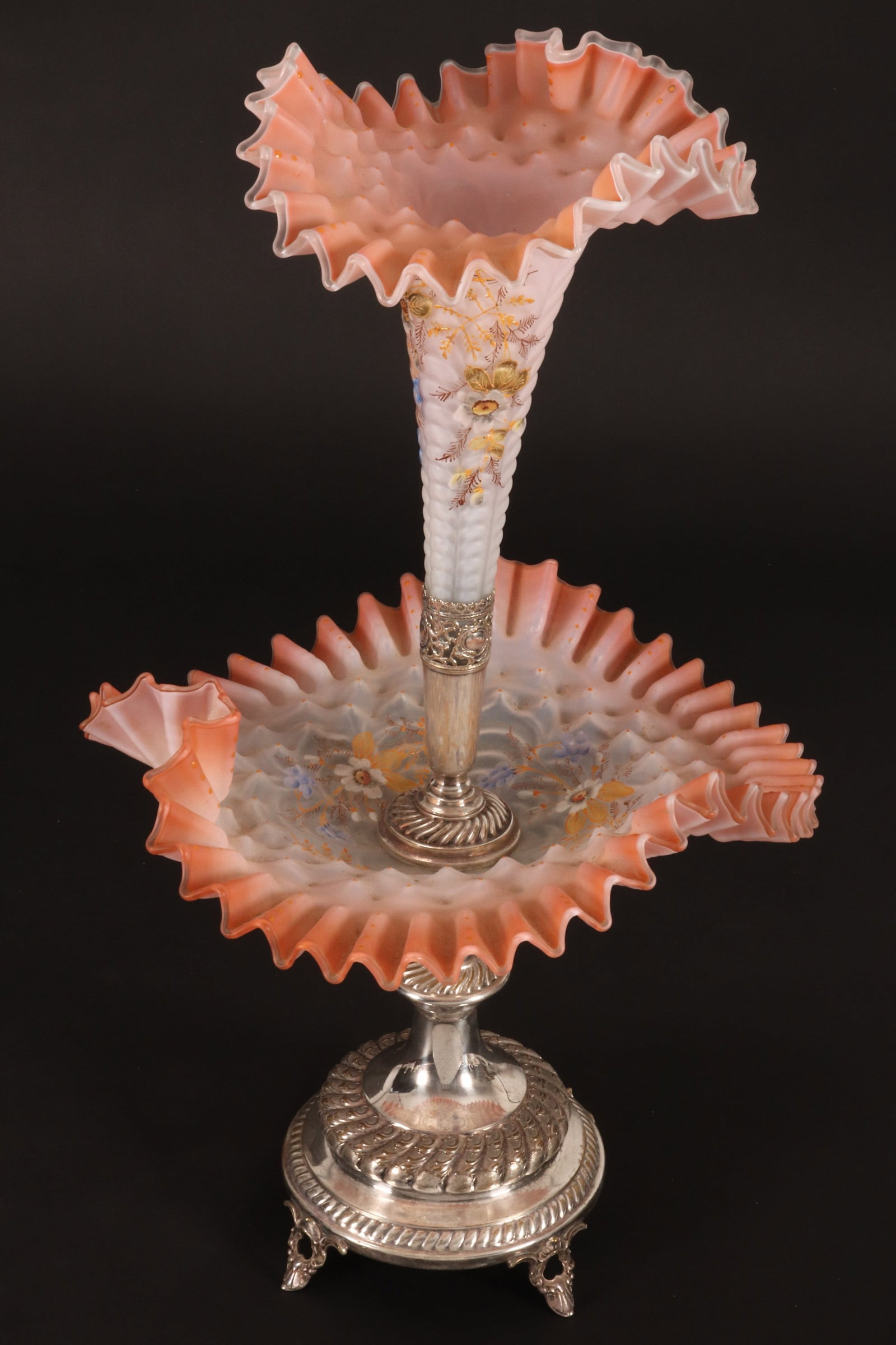19th Century WMF and Satin Glass Centrepiece, (1 of 4)