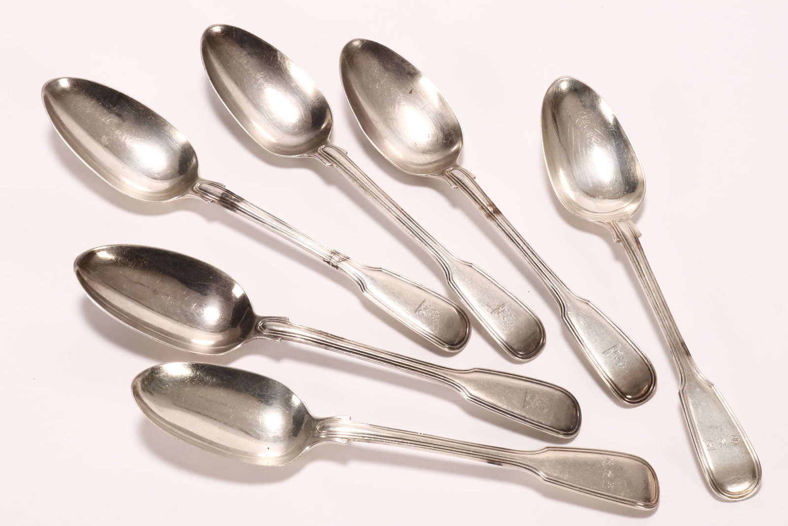 Set of Six Victorian Sterling Silver Serving Spoons, (1 of 4)