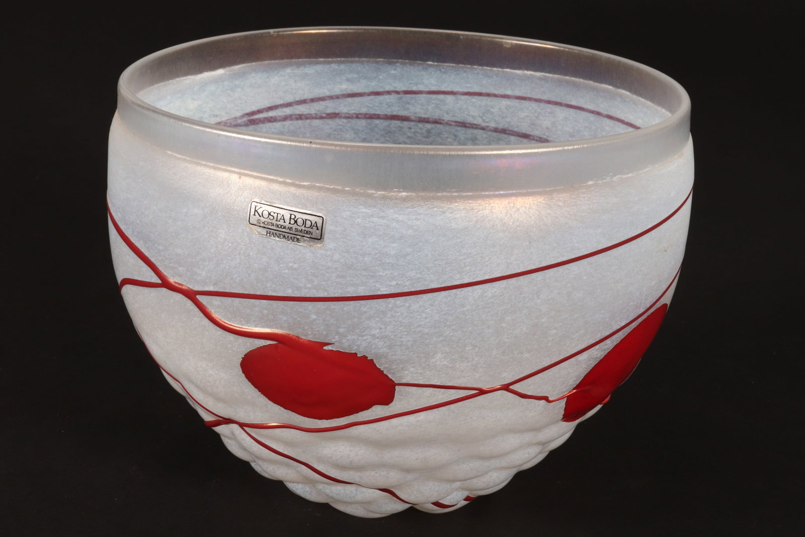 Kosta Boda 'Galaxy' Glass Bowl,: c.1980's, designed by Bertil Vallien, signed to base, with original label, height 12.5cm and diameter 16.5cm