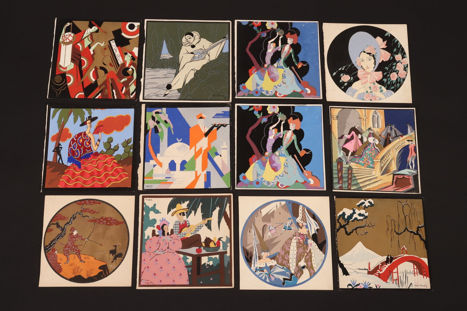 Set of Twelve French Pochoir Prints, (1 of 4)