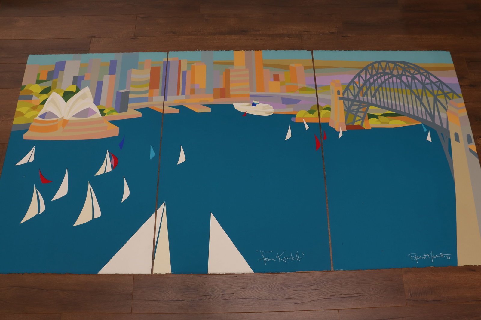 Stewart Merrett (1943-2020),: From Kirribilli, 1984 (3) screenprint 34/45 signed, dated, titled and editioned in image each 120cm x 80cm (3)