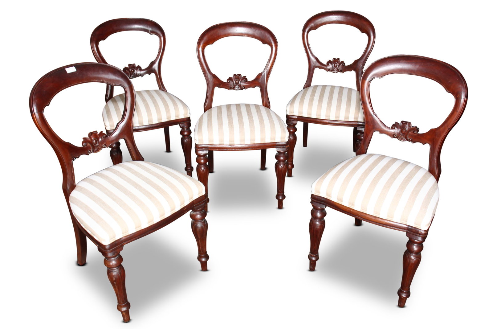 Set of Five Victorian Balloon Back Dining Chairs, (1 of 1)
