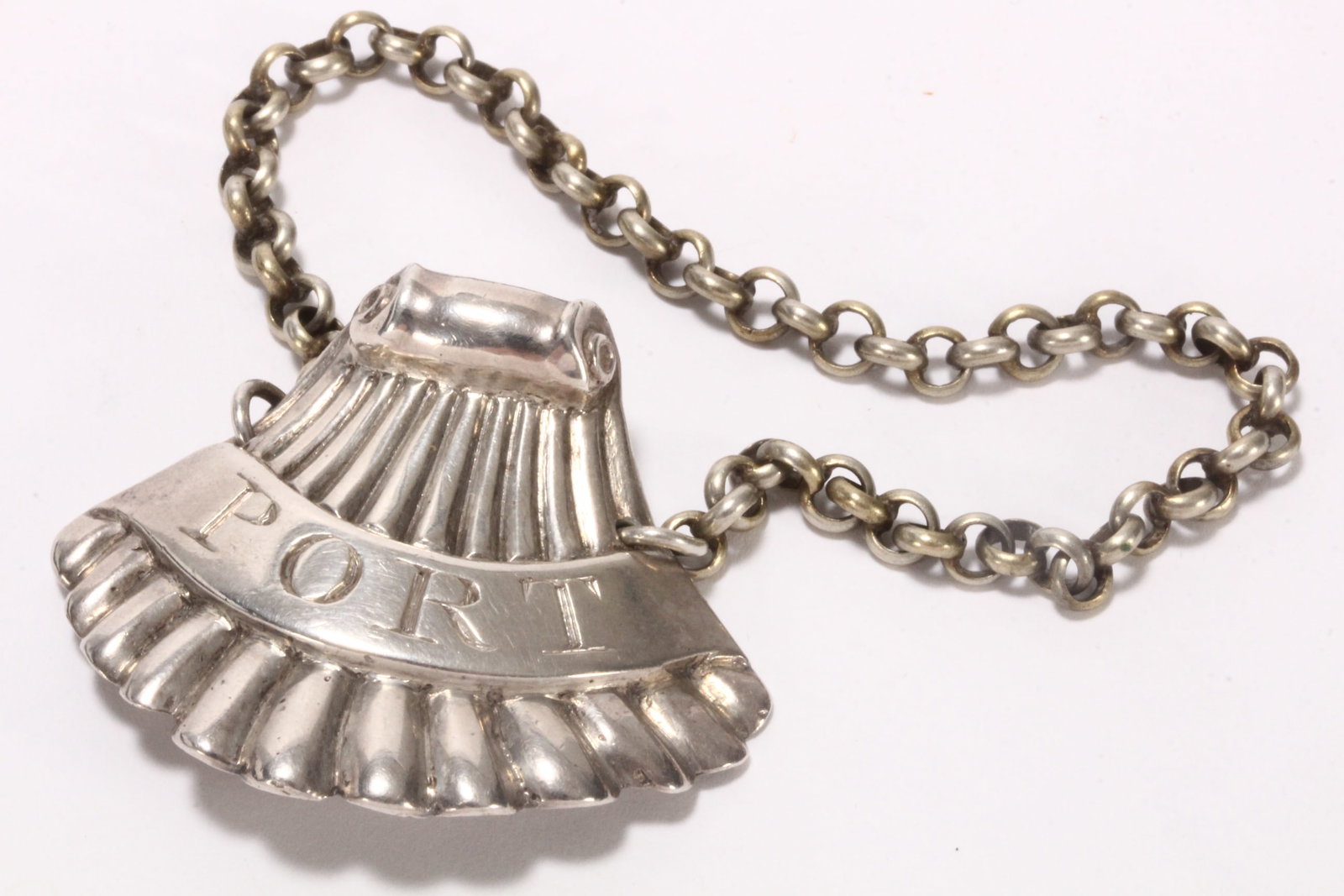 George III Cast Sterling Silver 'Port' Decanter Label, (1 of 2)