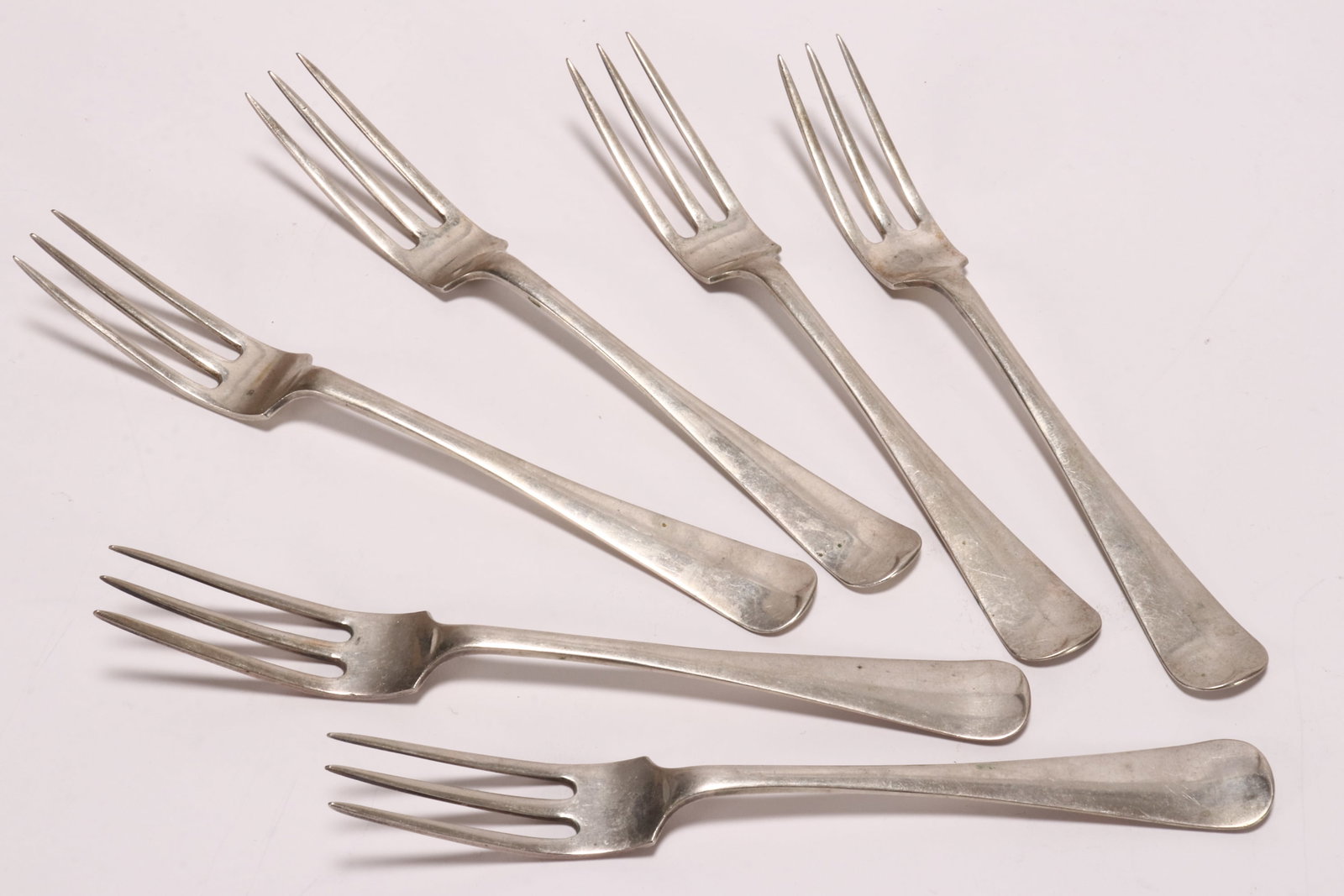 Six 19th Century Dutch Silver Entree Forks,: marked .833, total weight 213g, length 17.5cm (6)