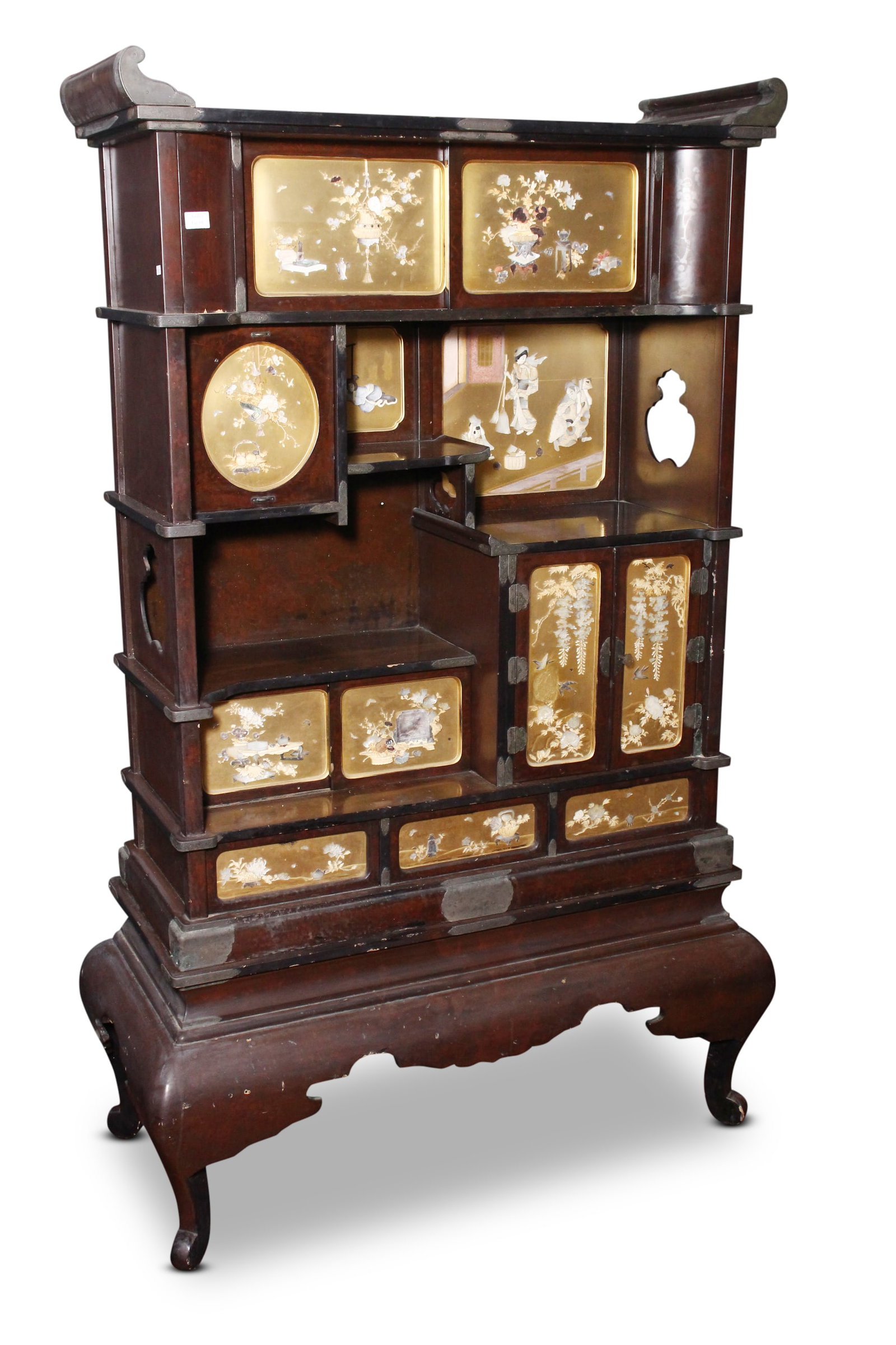 Good Japanese Meiji Period Shibayama Shodana Cabinet, (1 of 4)