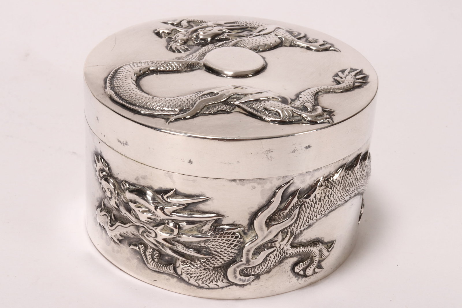 Chinese Export Silver Lidded Box, (1 of 5)