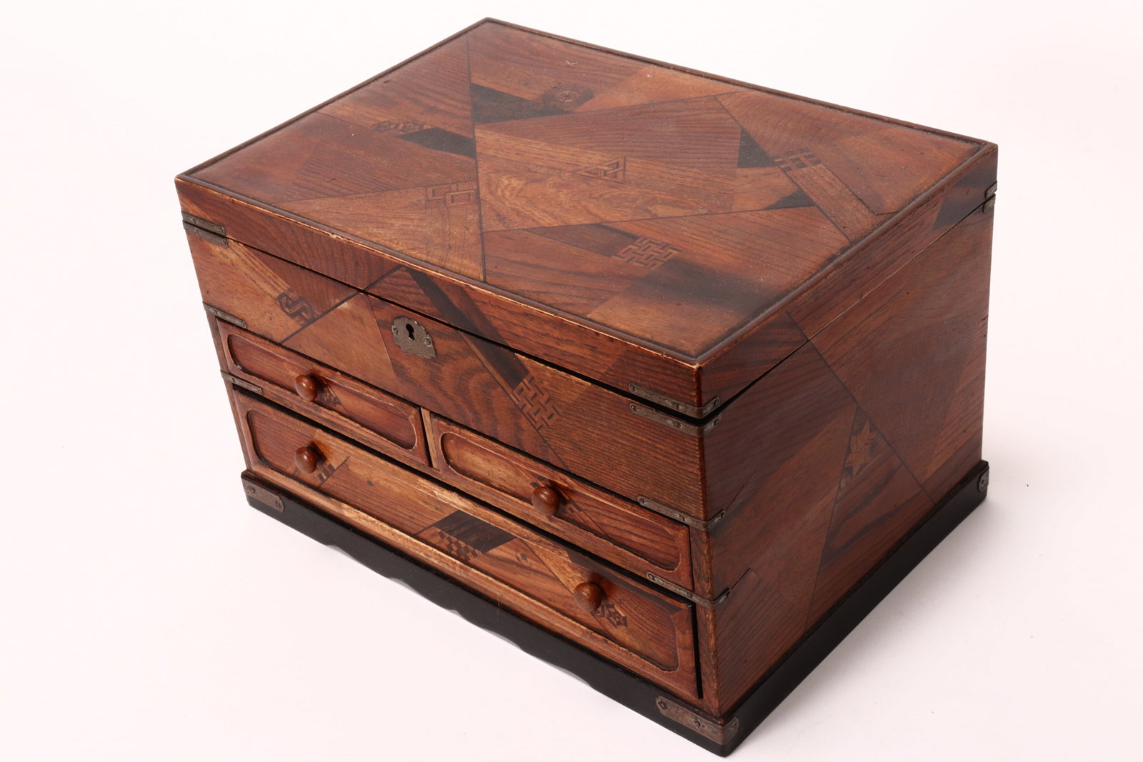 20th Century Japanese Marquetry Haribako Work Box, (1 of 3)