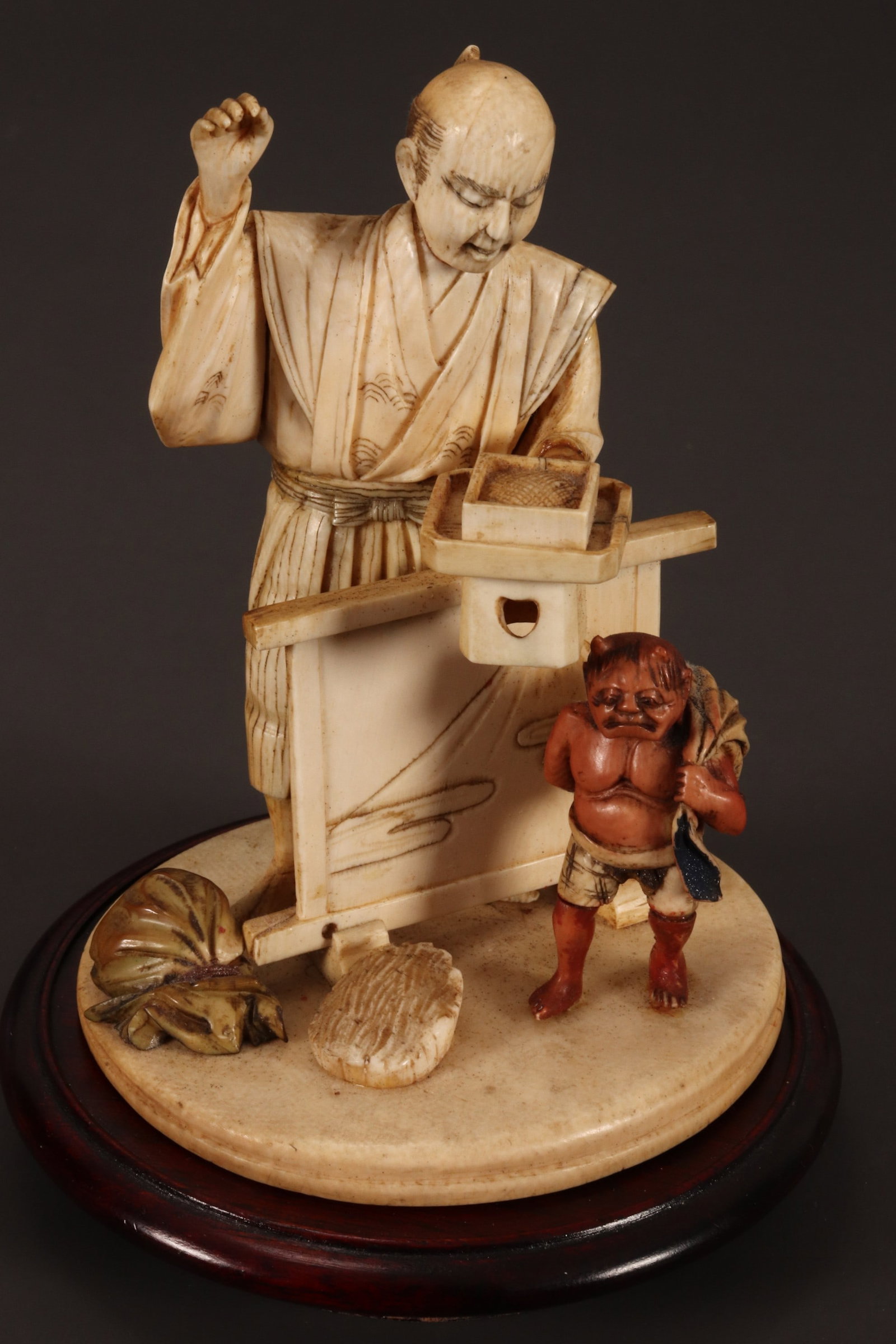 Japanese Carved Figure Group, (1 of 5)