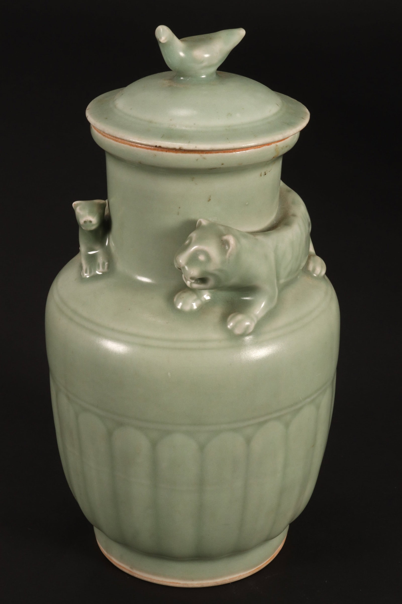 Chinese Longquan Celadon Funerary Jar and Cover, (1 of 5)