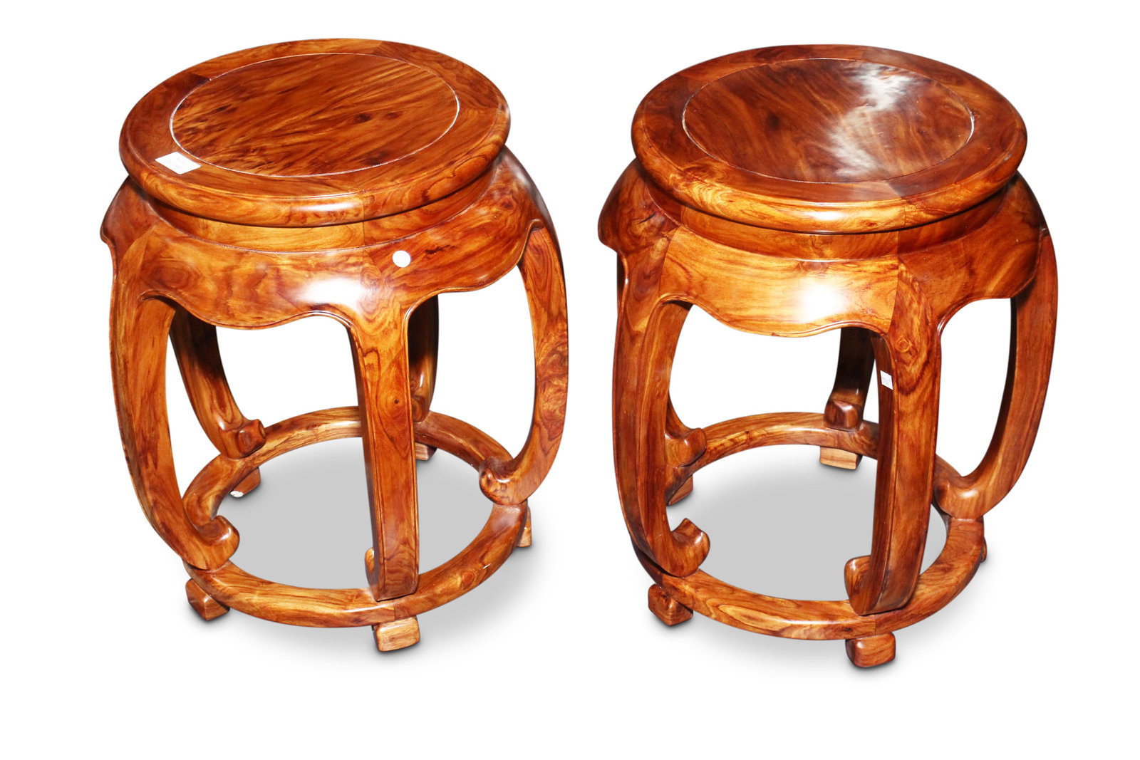 Pair of Huanghuali Drum Stools, (1 of 1)