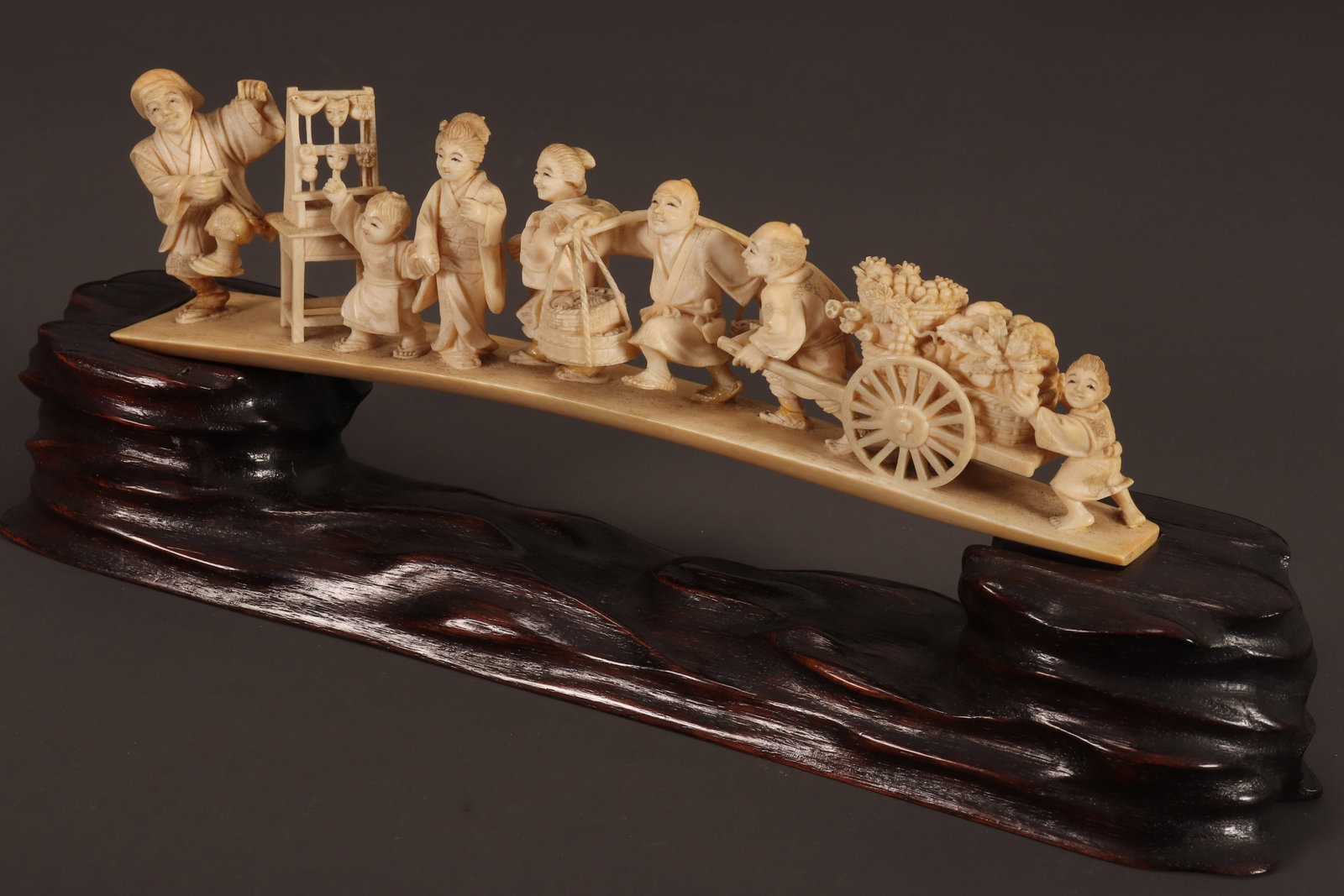 Japanese Carved Figure Group, (1 of 7)