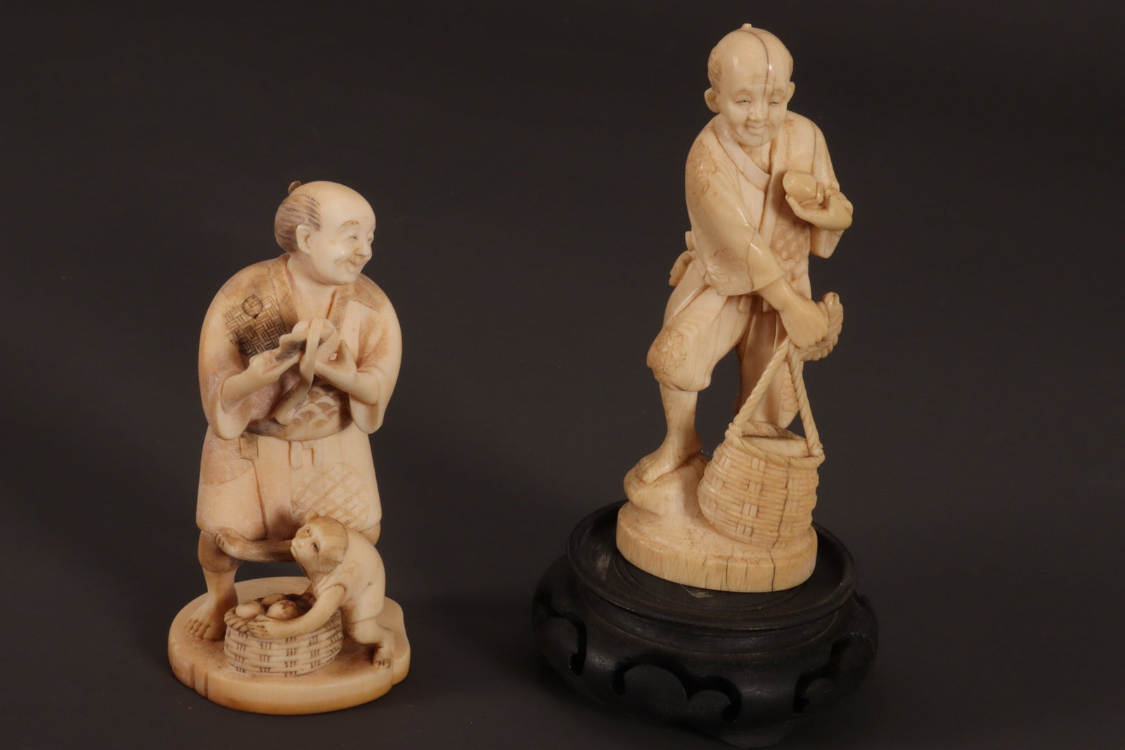 Two Japanese Carved Figures, (1 of 5)