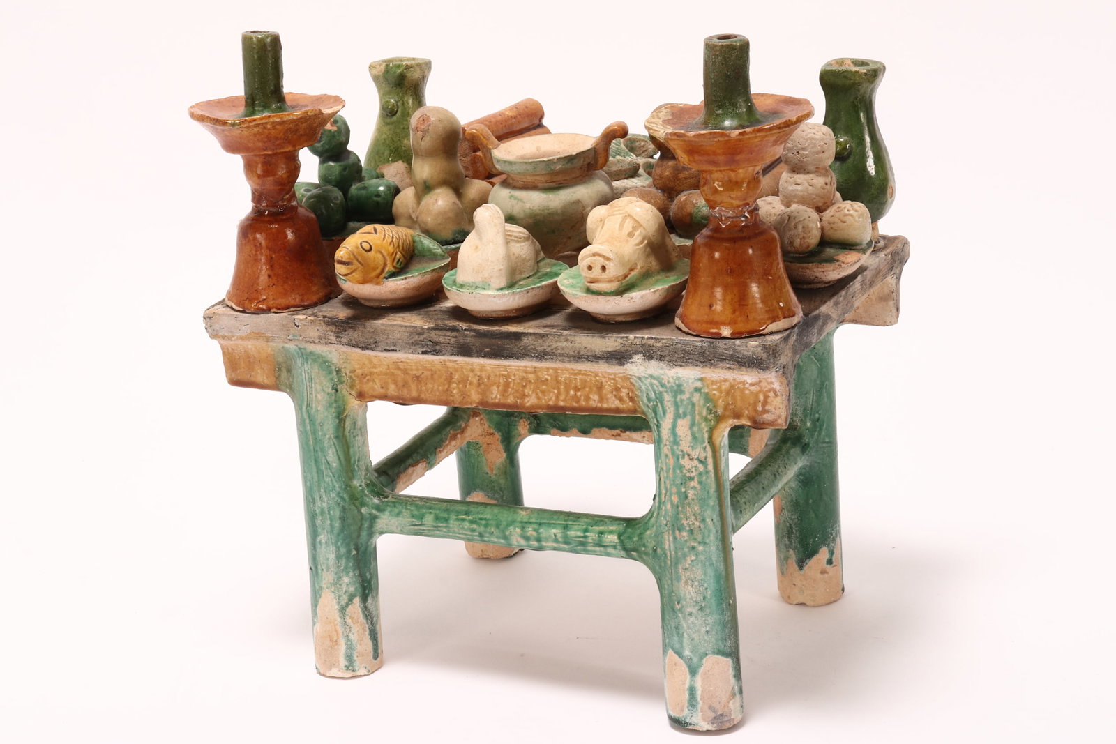 Chinese Sancai Glaze Mingqi Altar Table, (1 of 2)