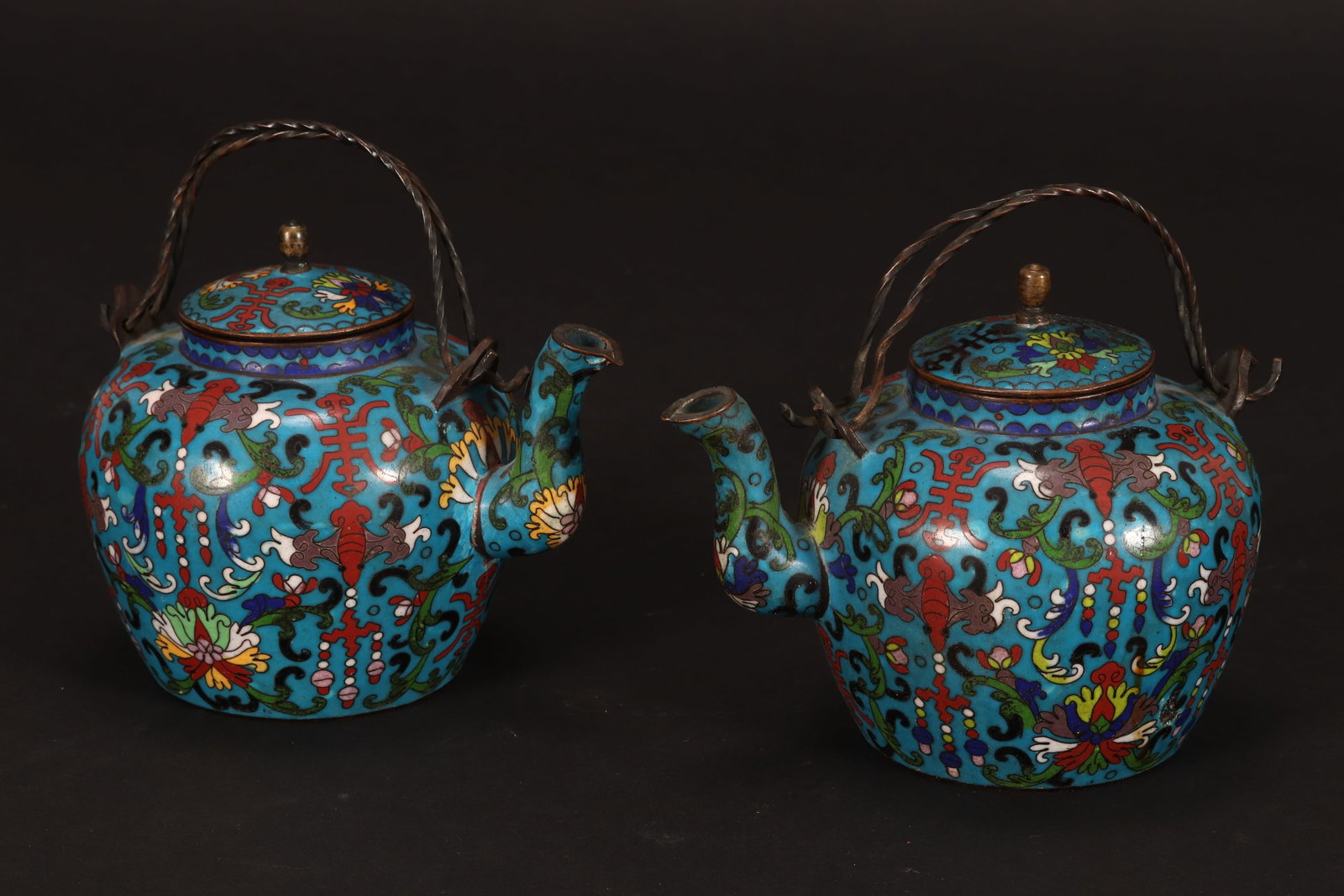 Pair of Chinese Cloisonne Enamel Teapots, (1 of 5)