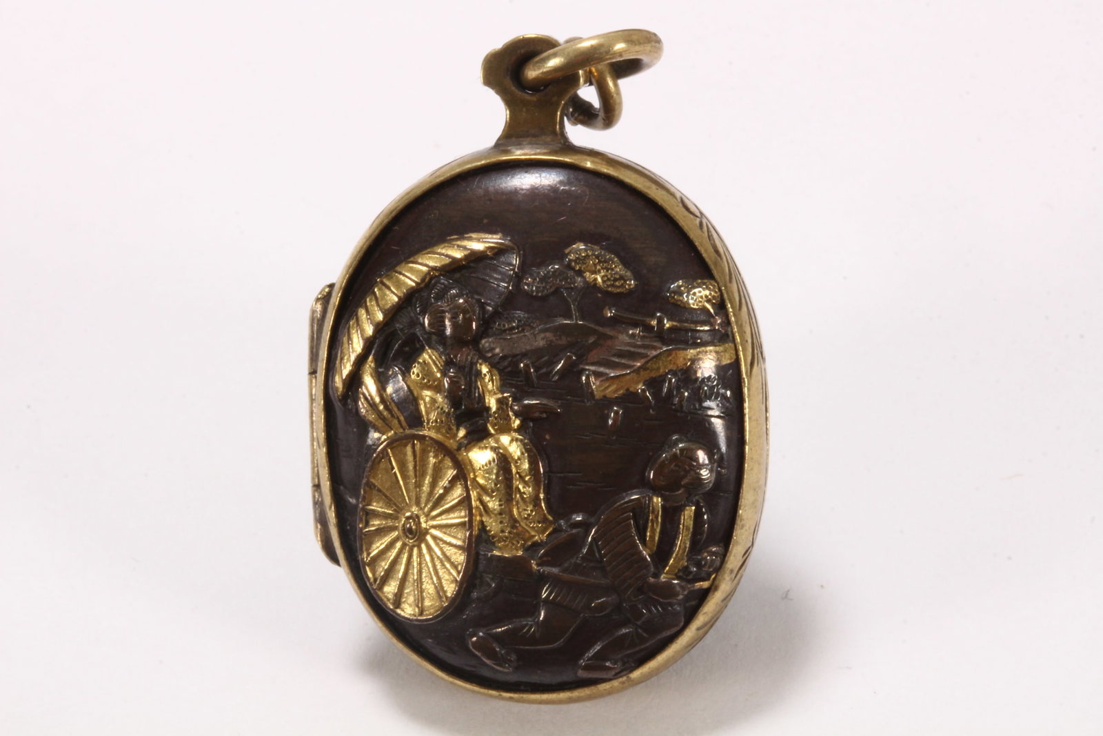 Japanese Late Meiji Period Shakudo Locket, (1 of 3)