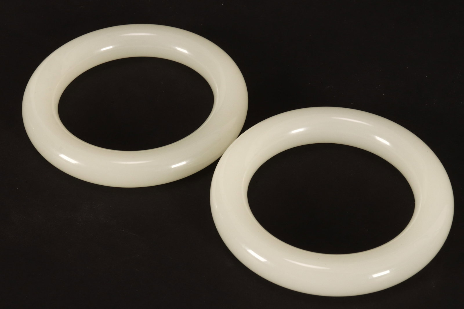 Two Chinese White Jade Bangles, (1 of 1)