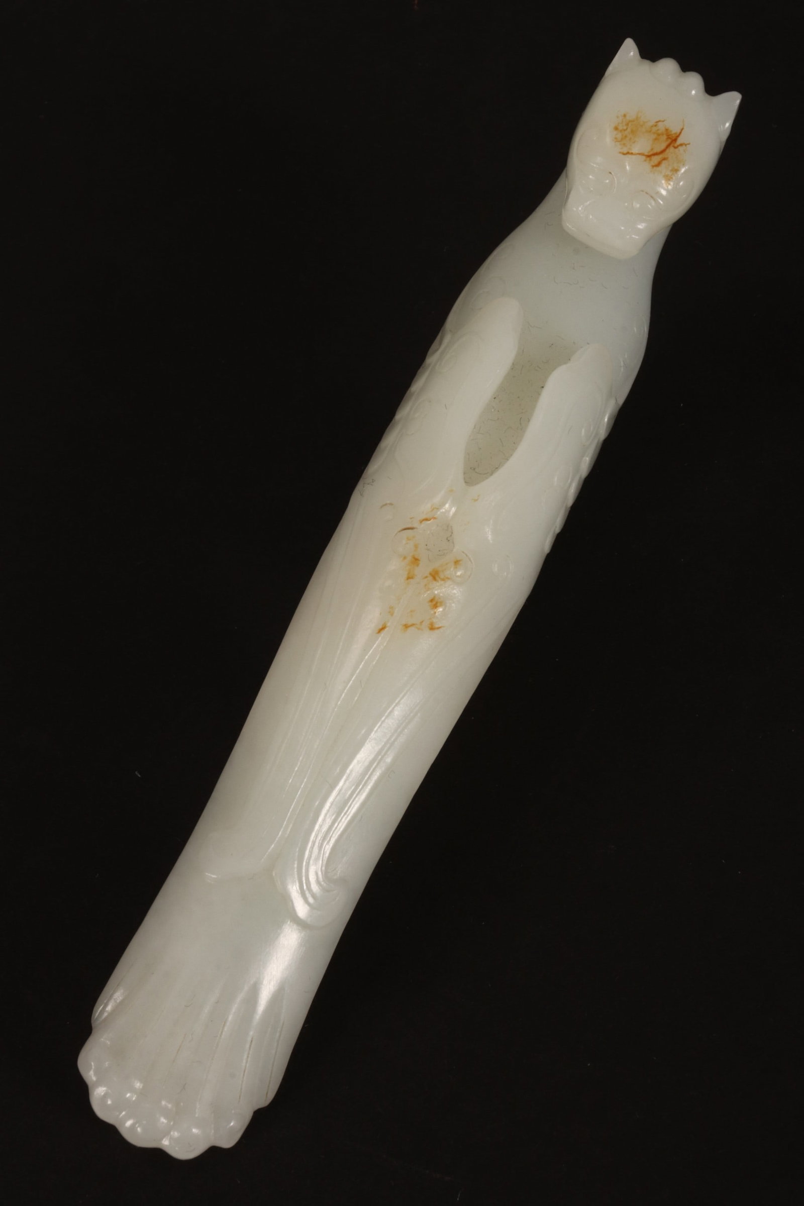 Chinese Carved White Jade Belt Hook, (1 of 4)