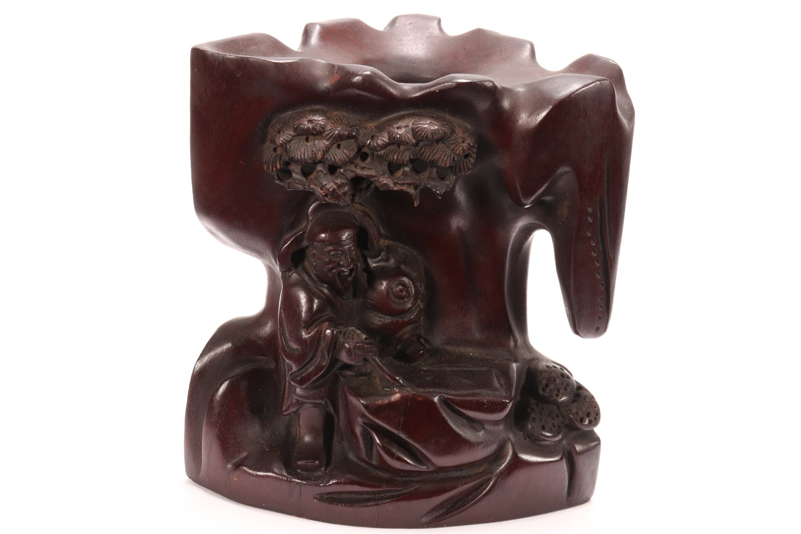 Chinese Carved Rosewood Brush Pot, (1 of 3)