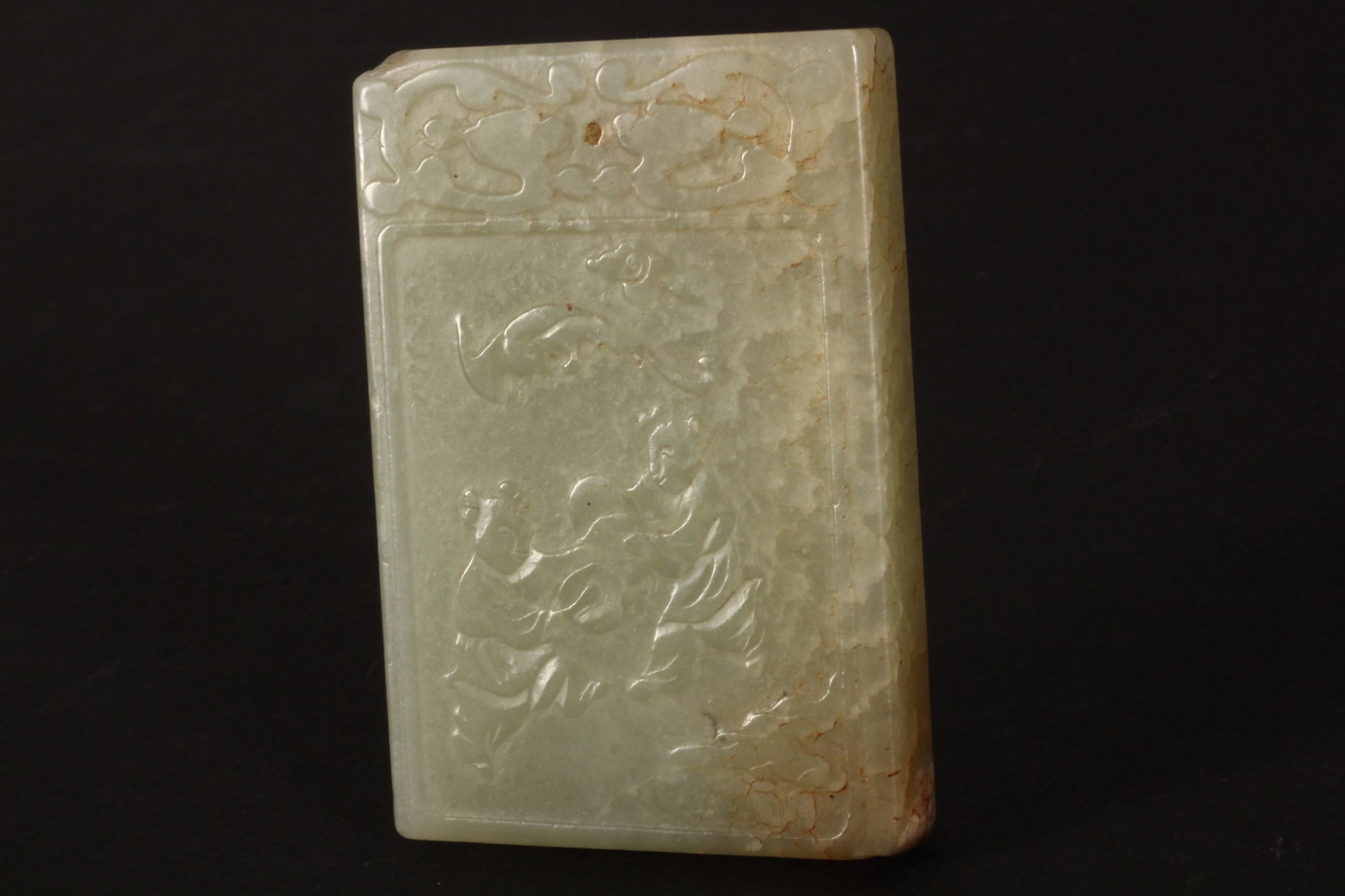 Chinese Green Jade Panel, (1 of 2)