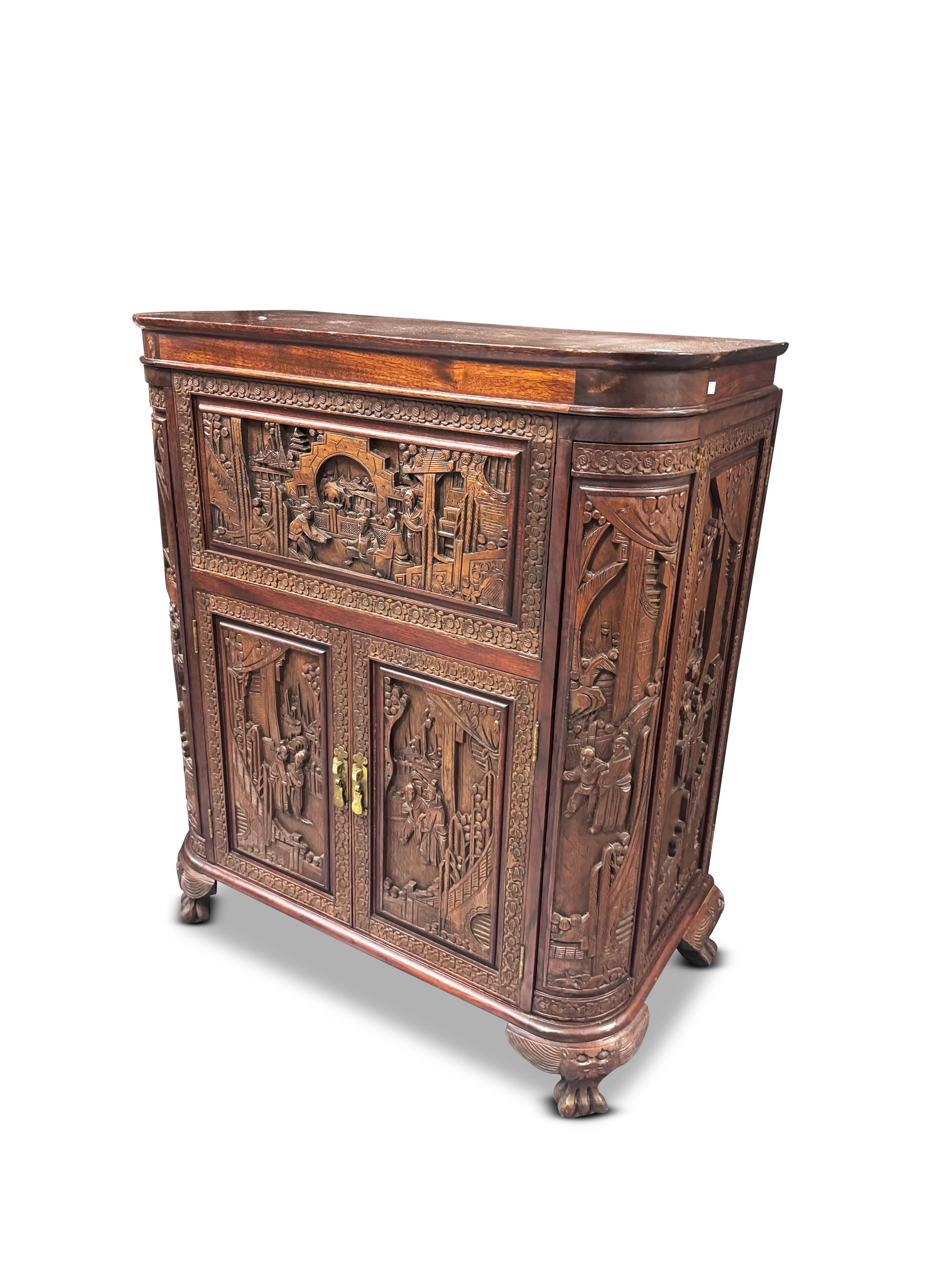 Vintage Chinese Carved Rosewood Drinks Cabinet, (1 of 4)