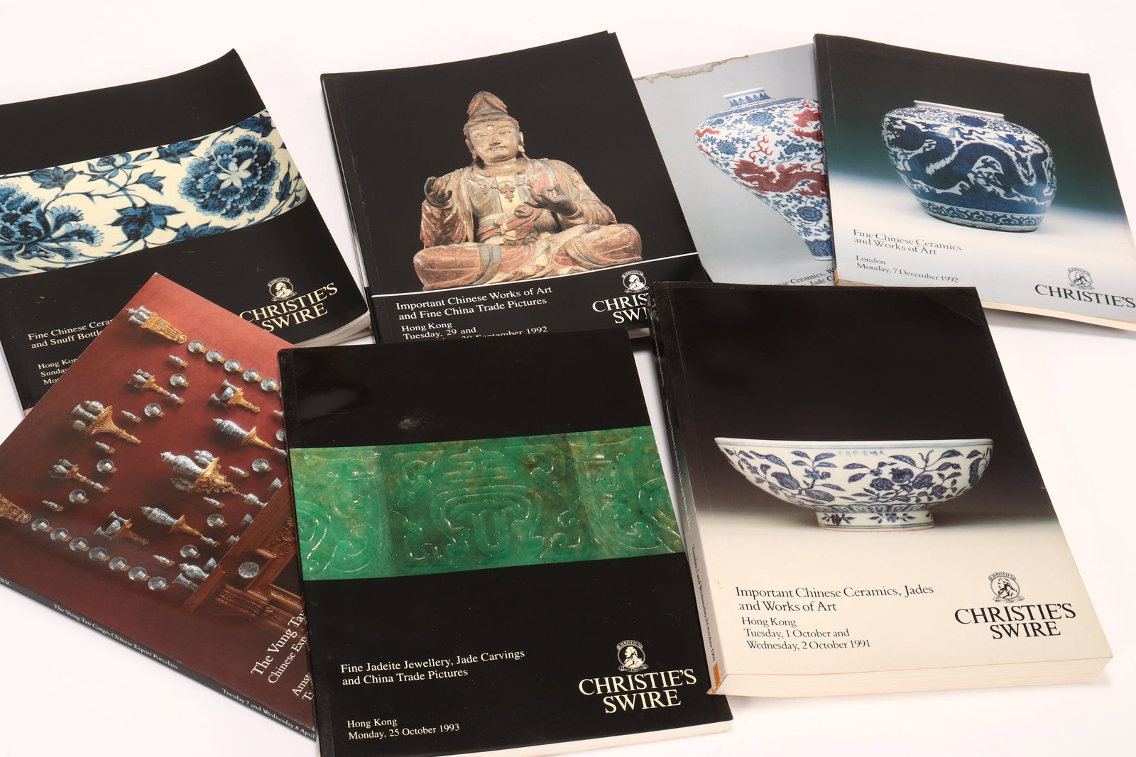 Group of Christie's Asian Art Catalogues,: Hong Kong and Amsterdam, dated 1991-1993, including The Vung Tau Cargo Chinese Export Porcelain and Fine Jadeite Jewellery, Jade Carvings and China Trade Pictures (qty)