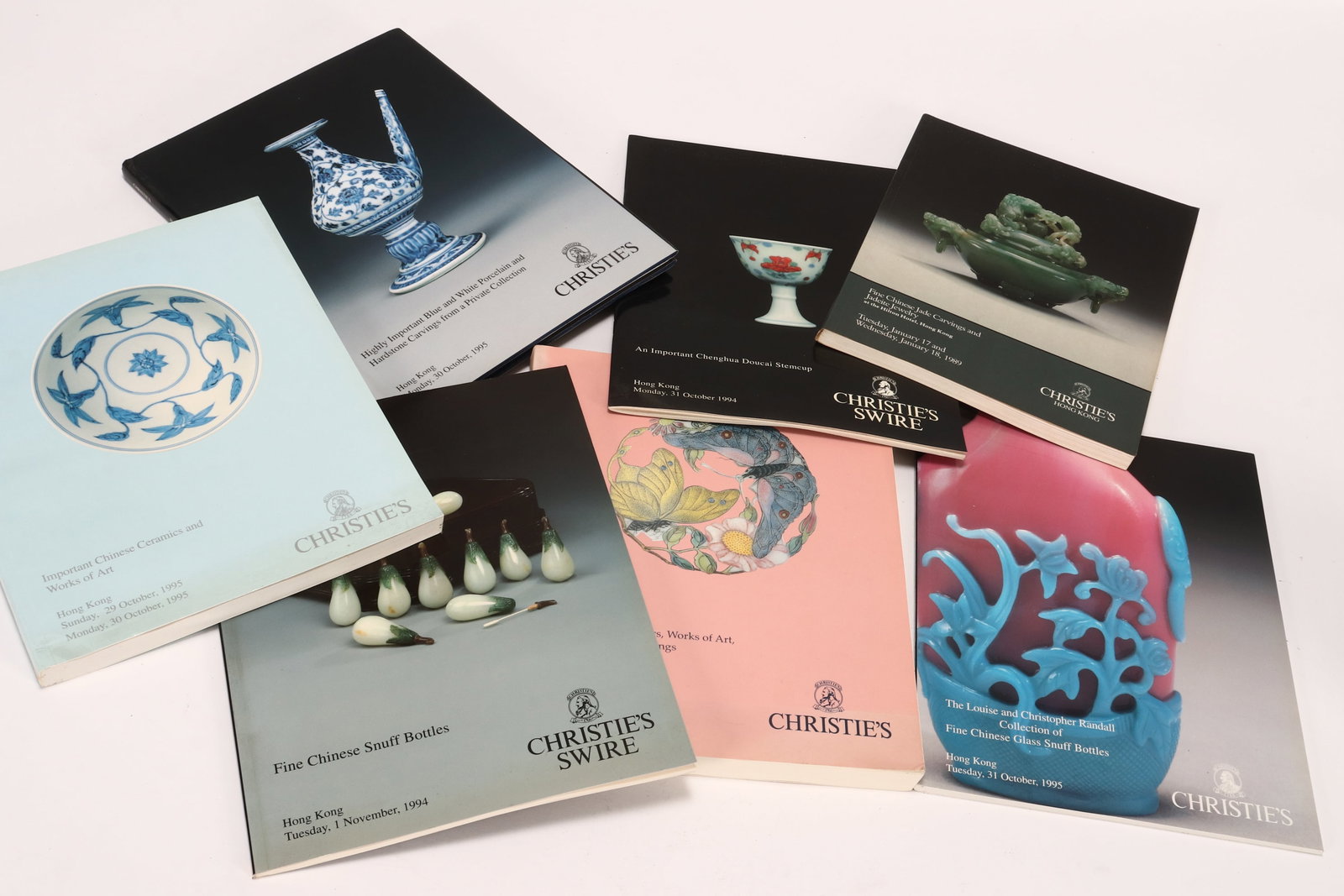 Group of Christie's Hong Kong Asian Art Catalogues: including Highly Important Blue and White Porcelain and Hardstone Carvings from a Private Collection, Monday 30 October 1995, the other catalogues dating from 1994-1995 (qty)