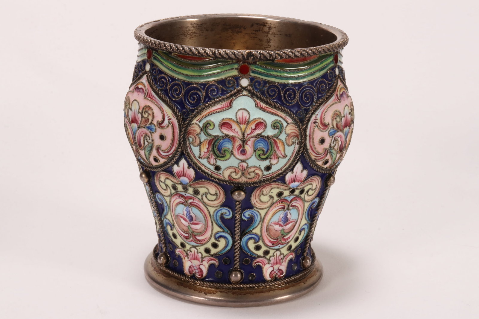 Good Russian Silver and Enamel Cup, (1 of 9)