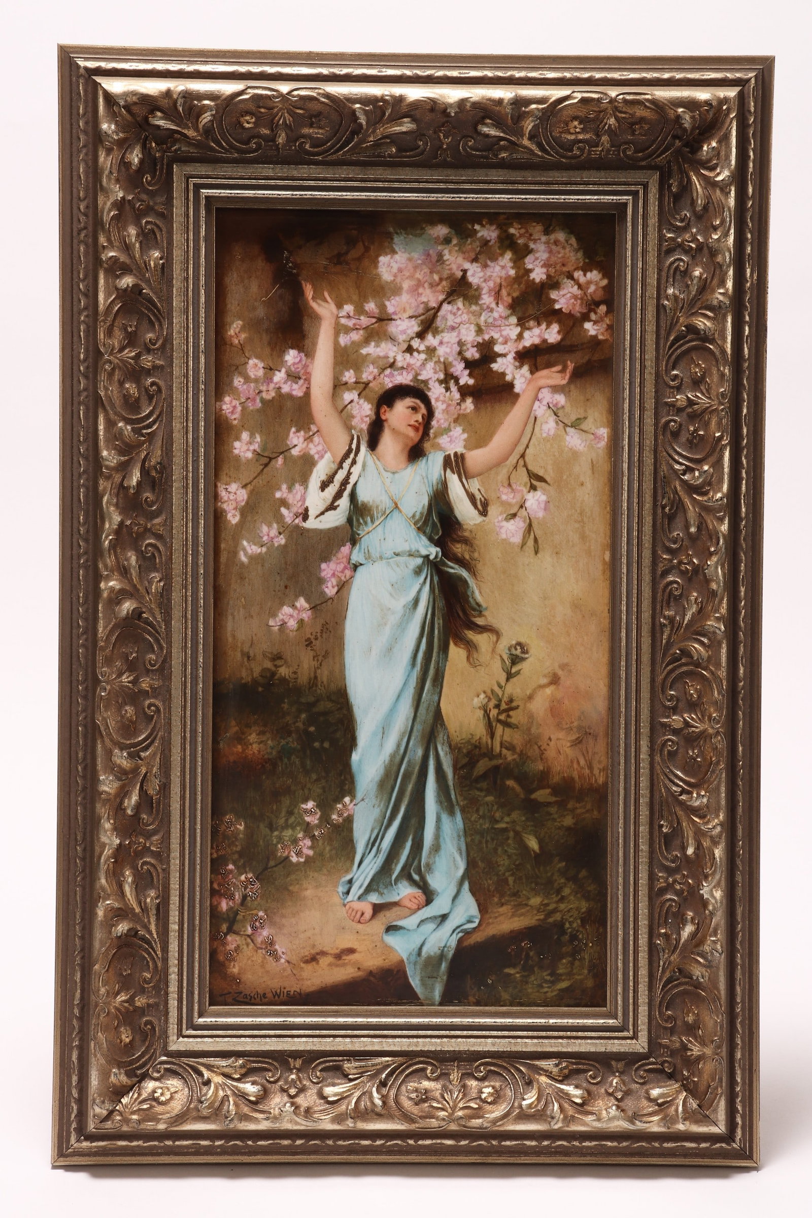 Framed Viennese 'Hope' Porcelain Panel, (1 of 6)