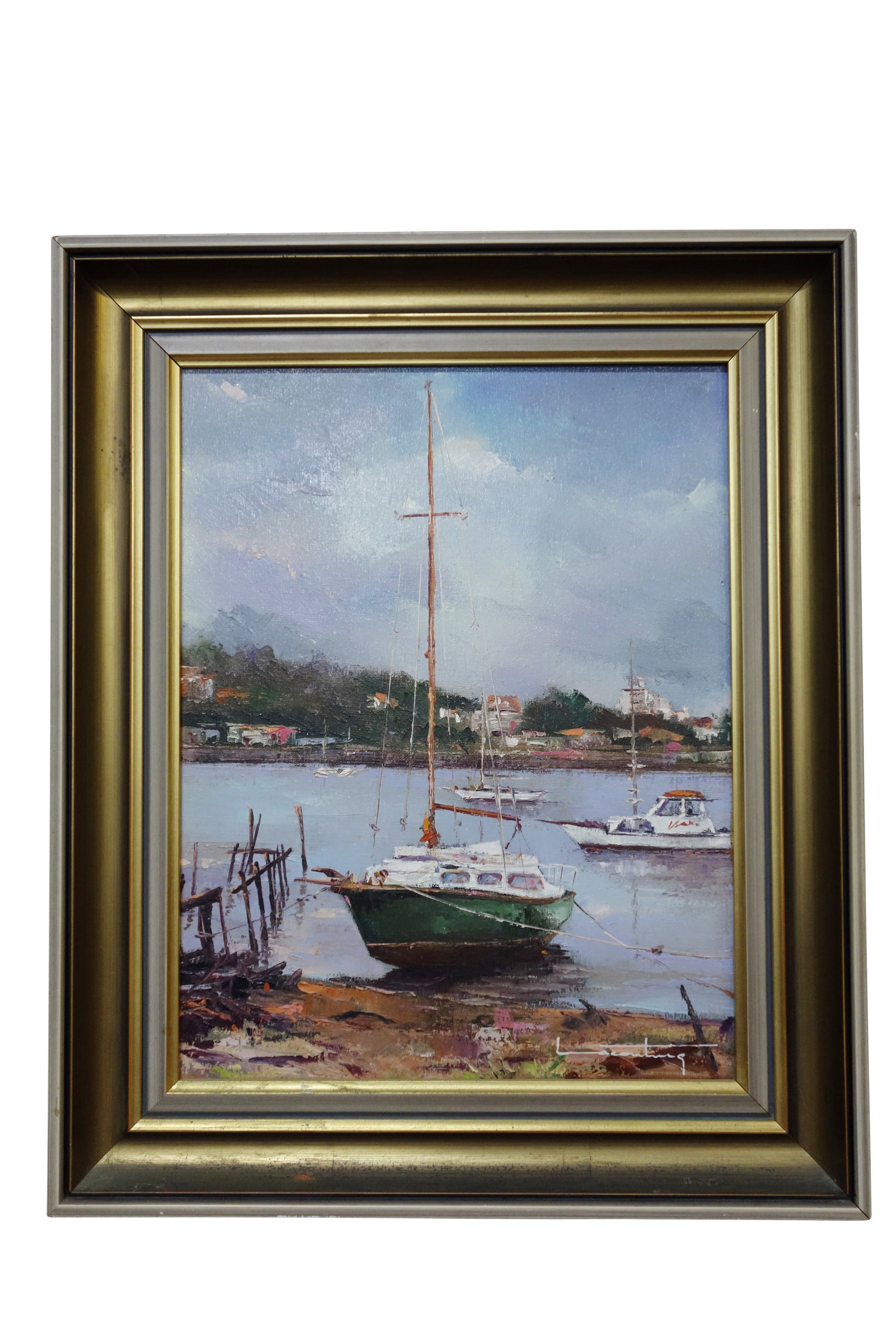 20th Century Australian School,: Riviere de Brisbane (Brisbane River) oil on canvas signed 'Laconting' lower right, feint inscriptions verso 44cm x 34cm