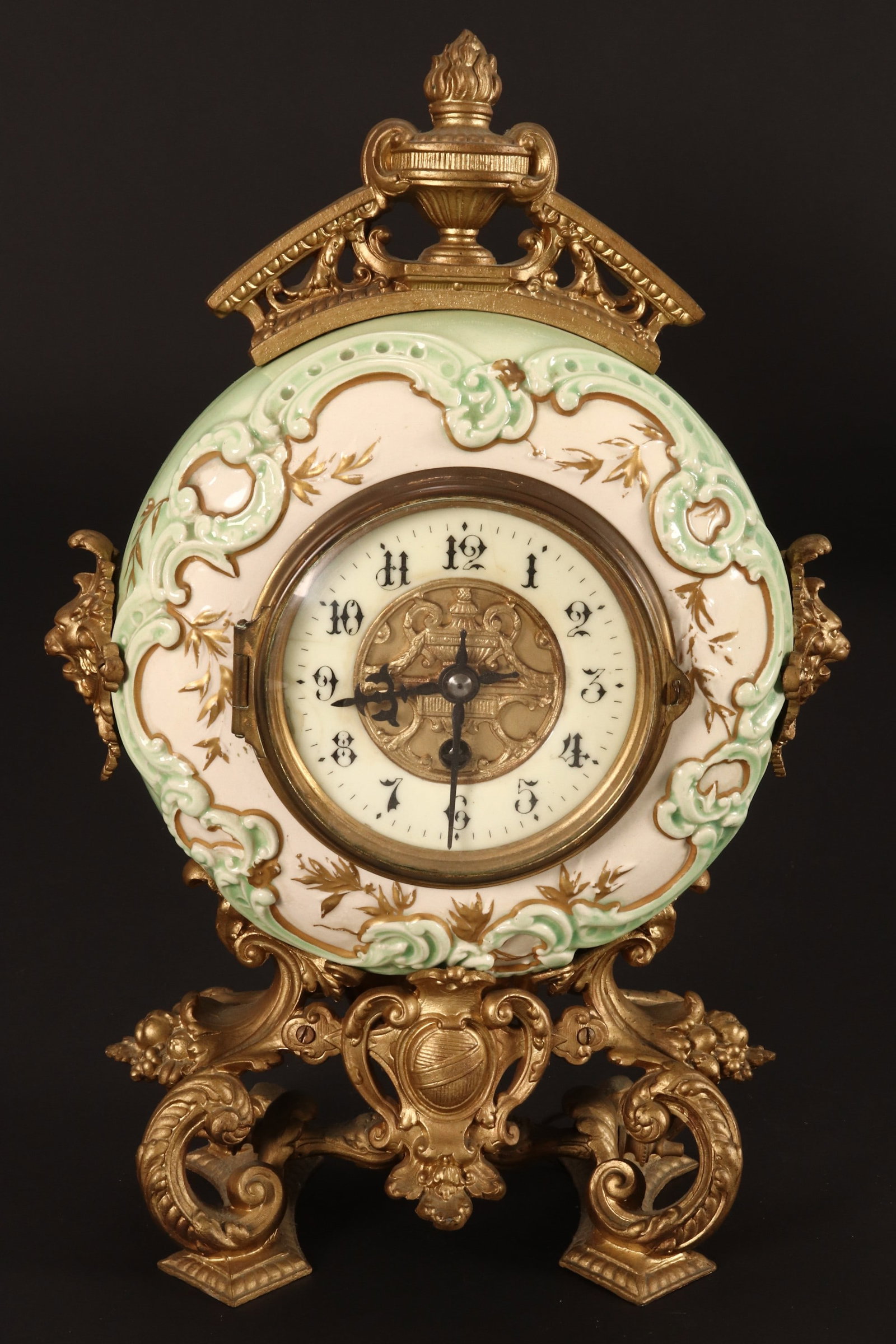 French Porcelain and Gilt Mantle Clock, (1 of 6)
